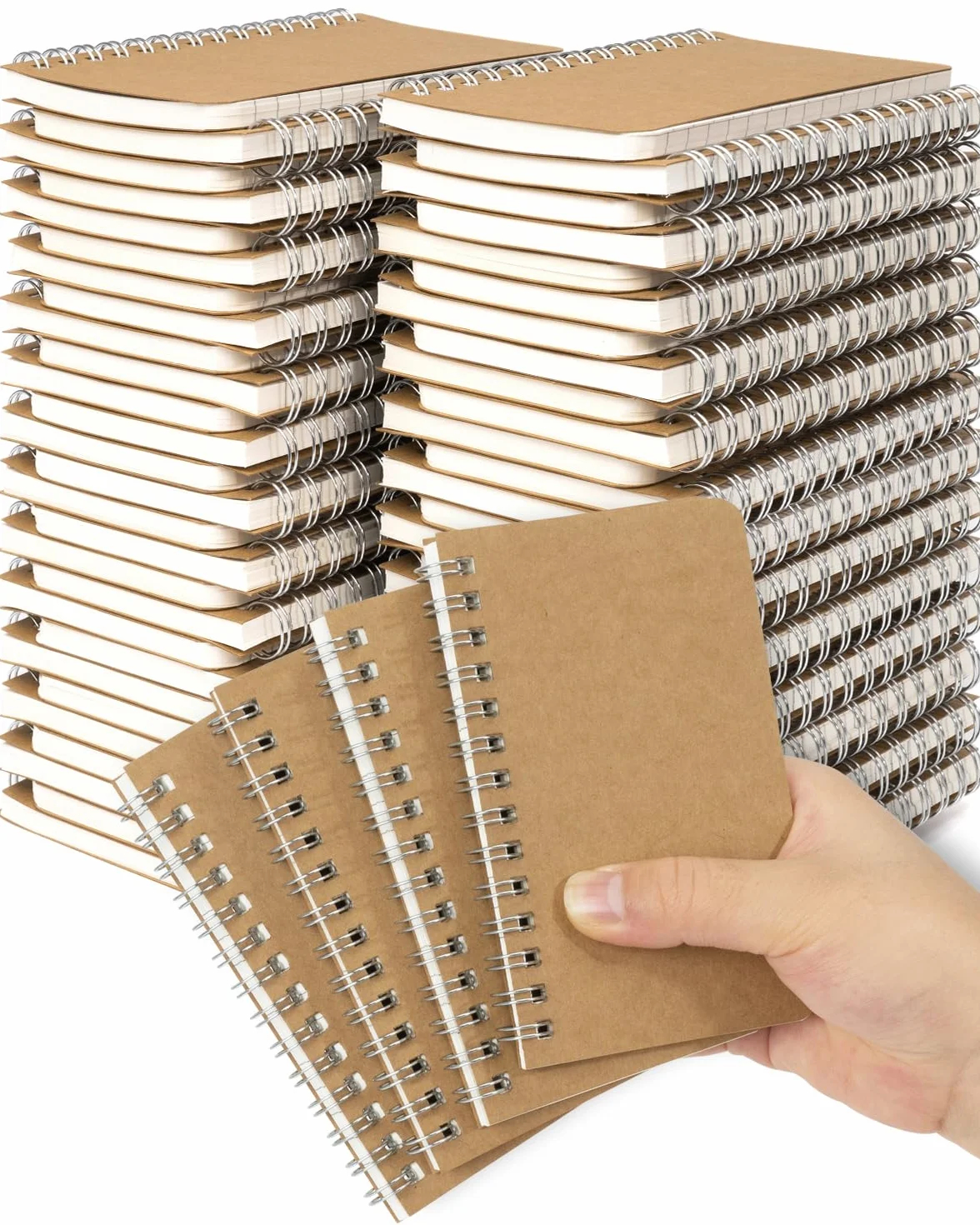 Dynta Mini taccuini tascabili, 7,6 x 12,7 cm, confezione da 60 blocchetti a righe, piccoli quaderni a spirale, copertina in carta kraft per casa, scuola, ufficio, uomini, donne, bambini (60 fogli/120