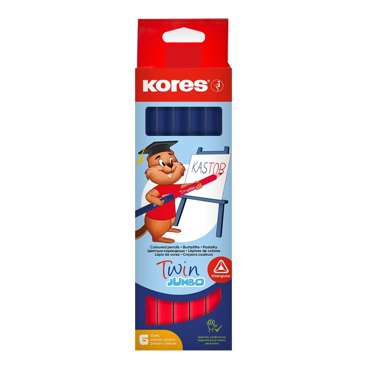 Kores Twin Jumbo Matita Bicolore Rosso e Blu per Bambini, Confezione da 6 Pezzi