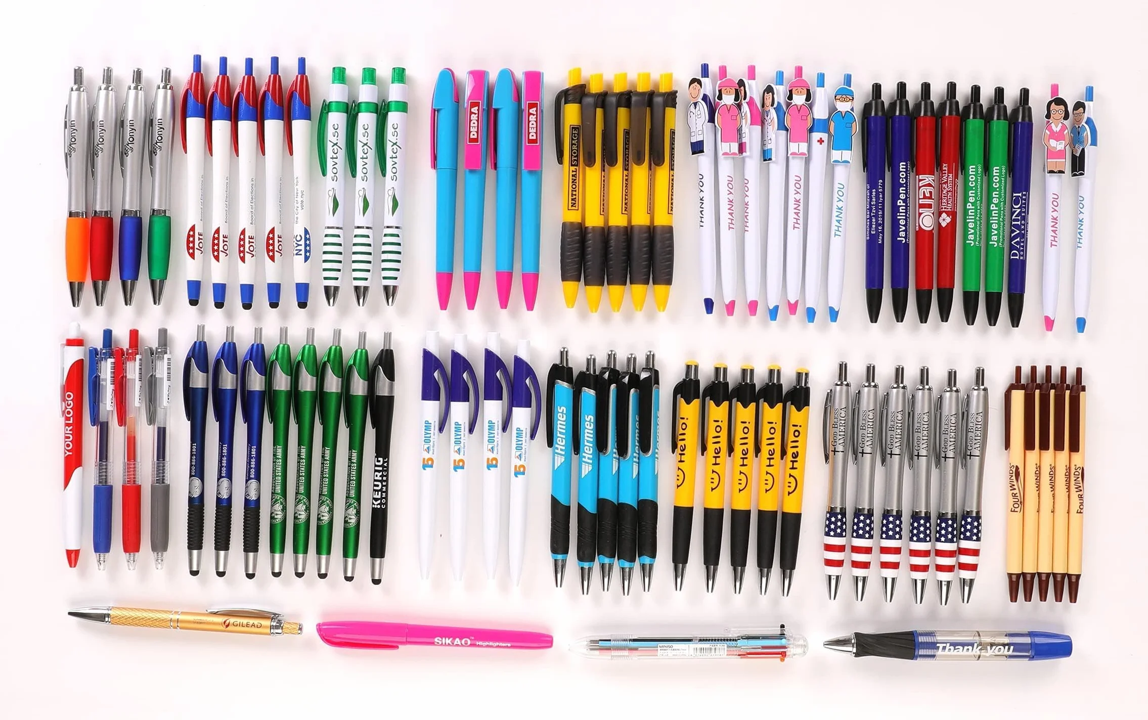 Lotto all’ingrosso di 100 penne con errori di stampa, penne a sfera assortite per scrittura fluida, blu nere, casuali per ufficio, scuola
