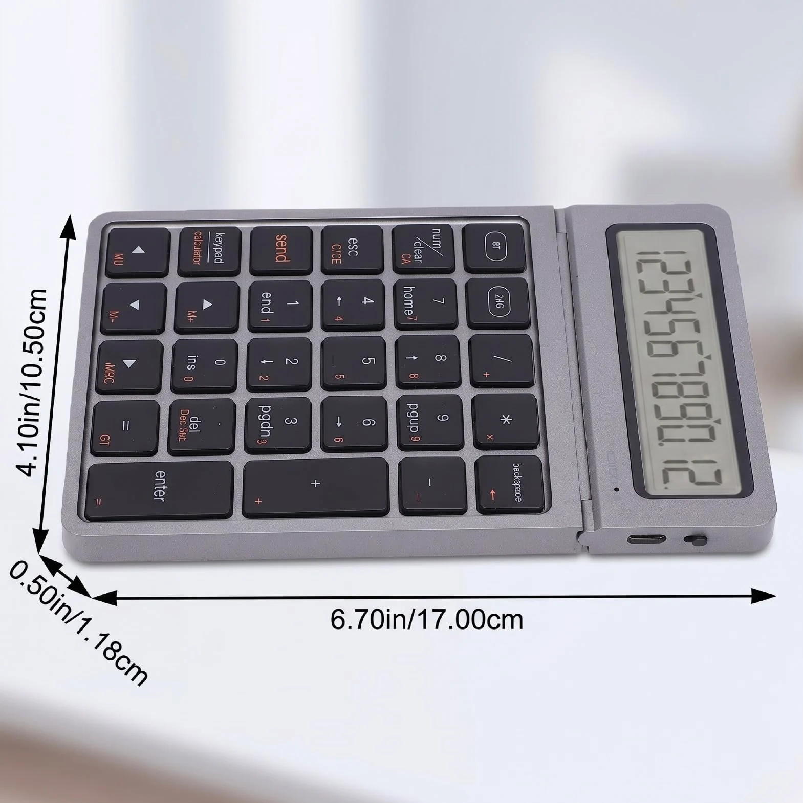 Asixxsix Calcolatrice da tavolo a 12cifre con schermo ribaltabile regolabile (grigio scuro)