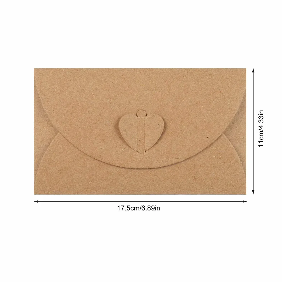 Buste in carta kraft con chiusura a cuore 100 pezzi per auguri di Natale