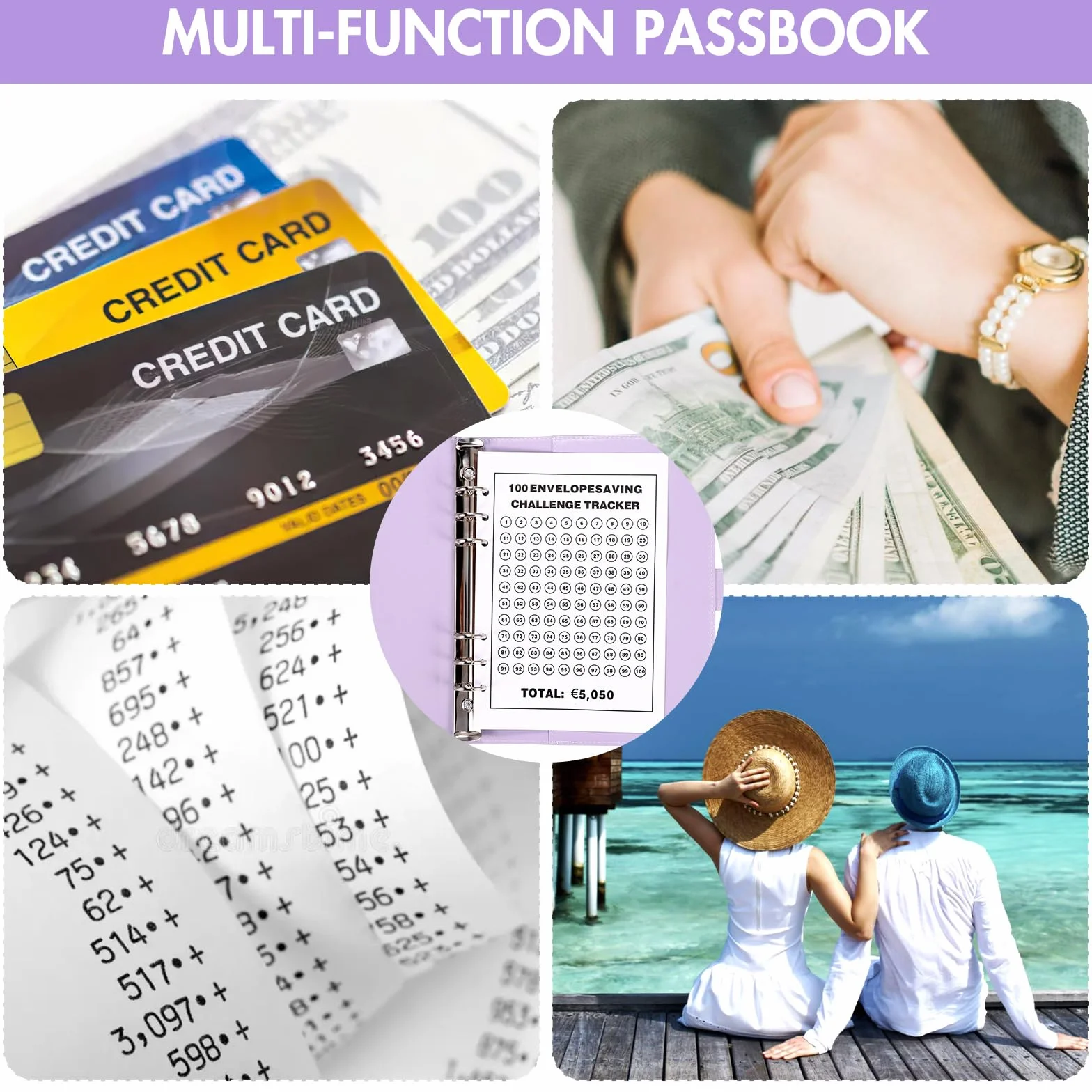 100 Envelope Saving Challenge A5 Binder Busta Budget 5050 Euro Agenda Del Risparmio Viola