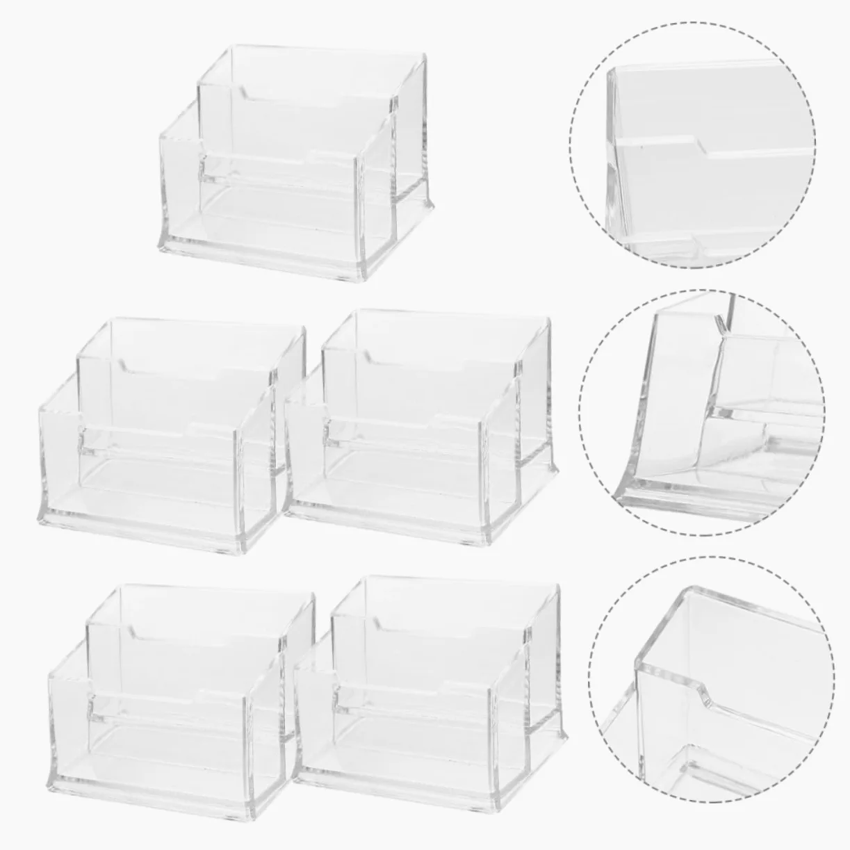 Hemobllo Porta Biglietti da Visita Trasparente 5 Pezzi in Plastica | Supporto da Tavolo, Uso per Fiere e Contesti Professionali, Design Trasparente, Set da 5