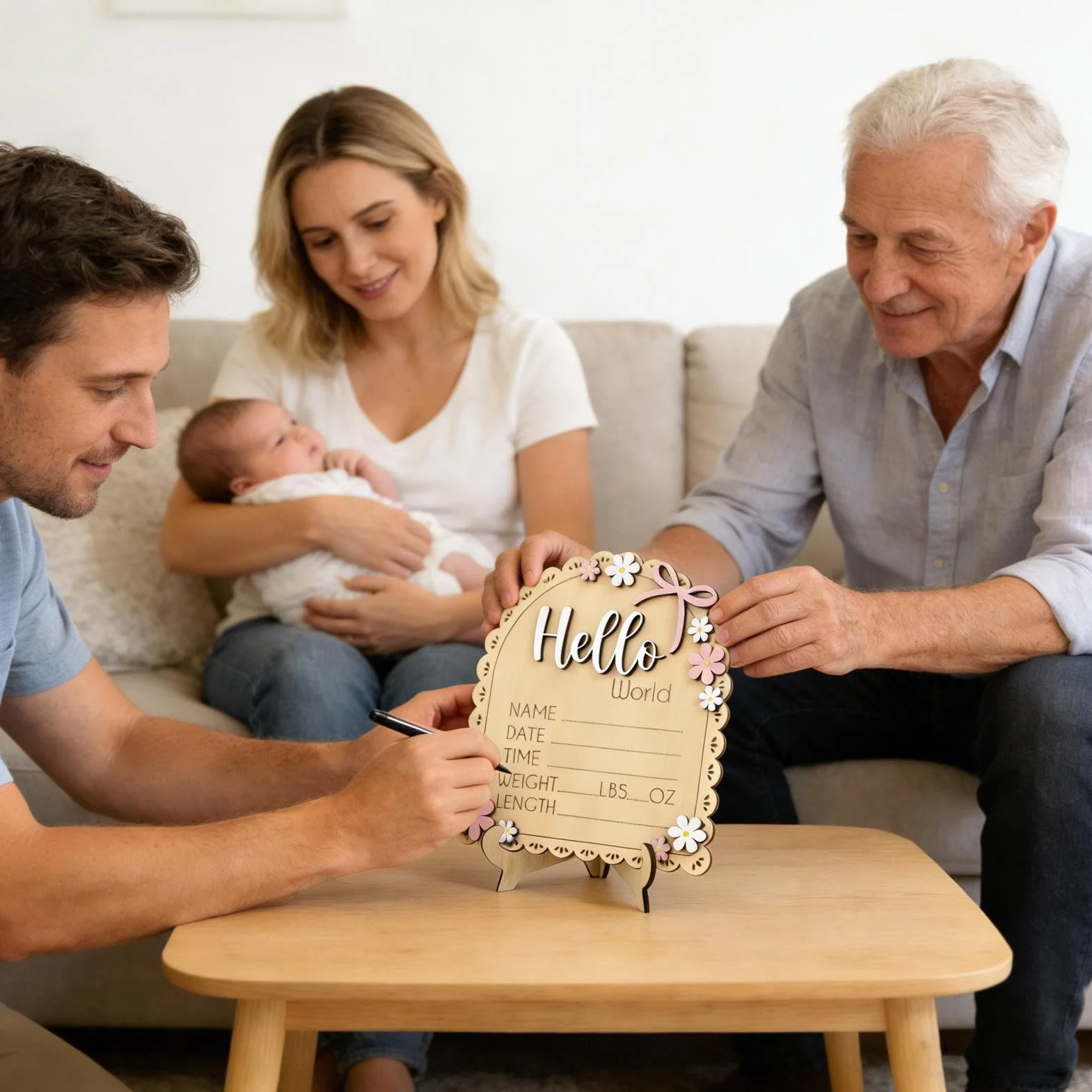 Cartello Annuncio Nascita Decorativo Nome in Legno Targhetta Ricordo