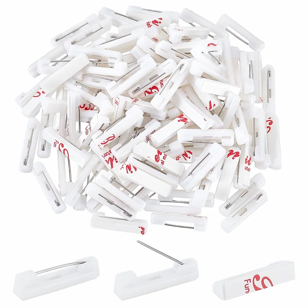 PH PandaHall 120pz Spille da Balia in Plastica Spilla Adesiva Base 22x5mm Fermagli Posteriori per Badge Nome Tag