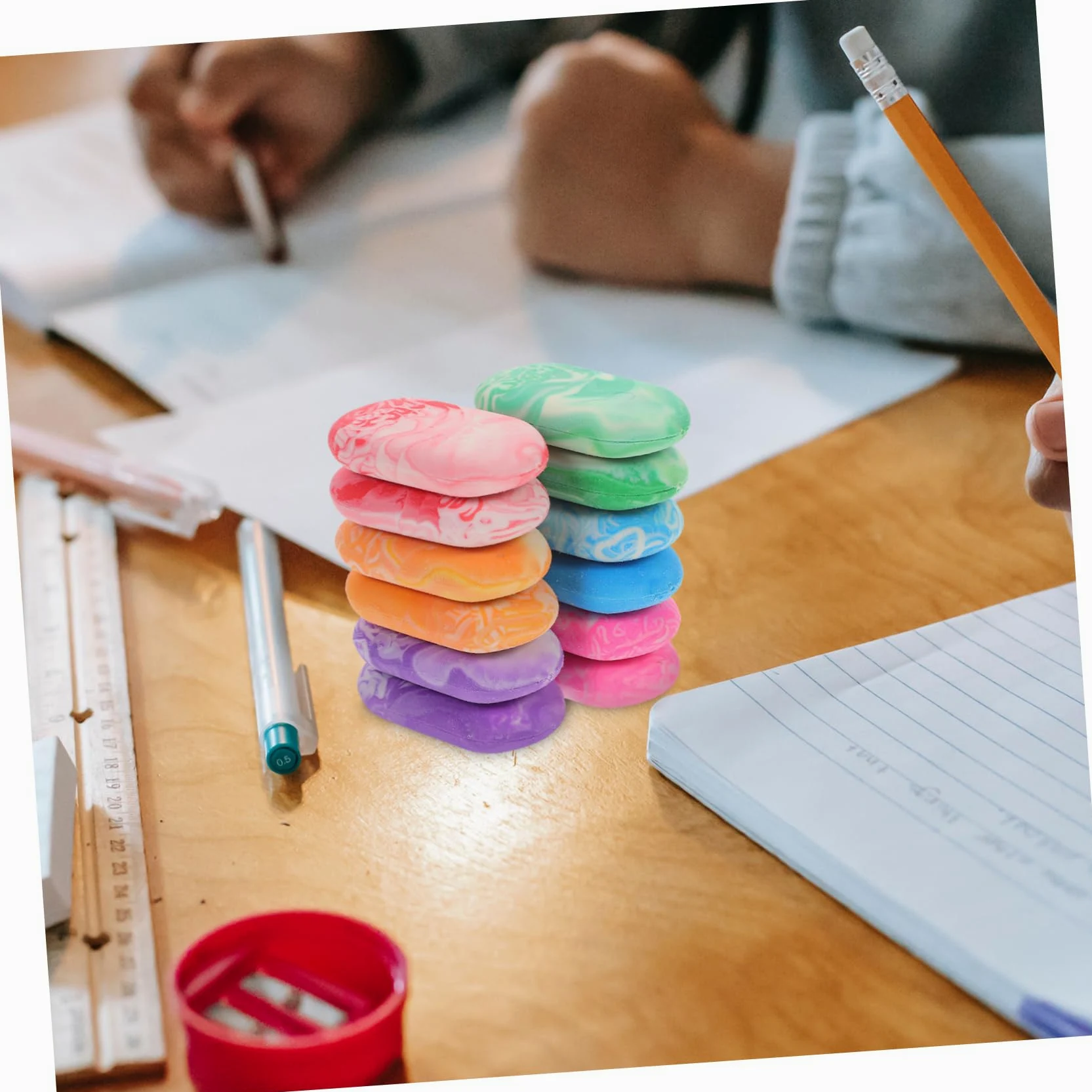 Angoily 3 Set Cancellare Portatili E Creativi Per Ufficio E Scuola Accessori Cancelleria Divertenti E Decorativi 12 Pezzi*3