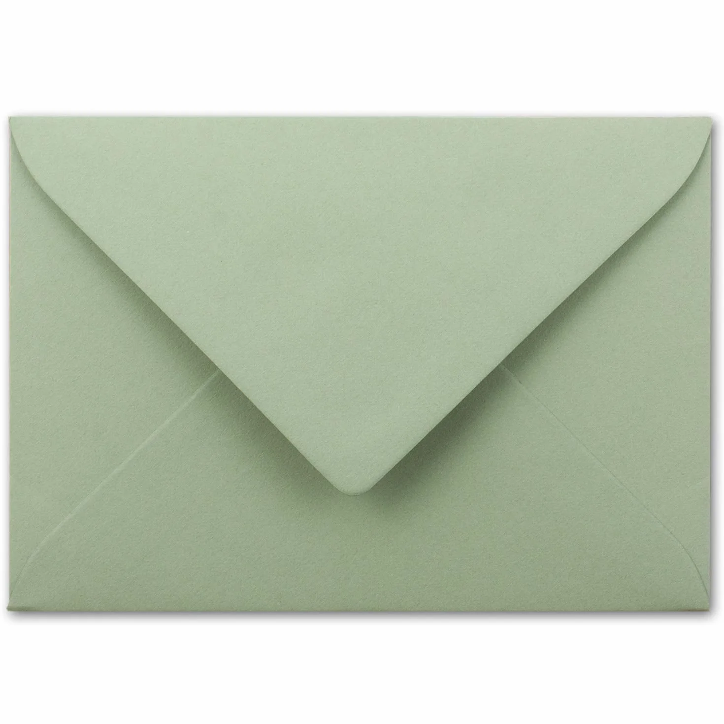 Buste B6-17,5 x 12,5 cm Verde Eucalipto 120 g/m² Con Lembo a Punta - 50 Pezzi