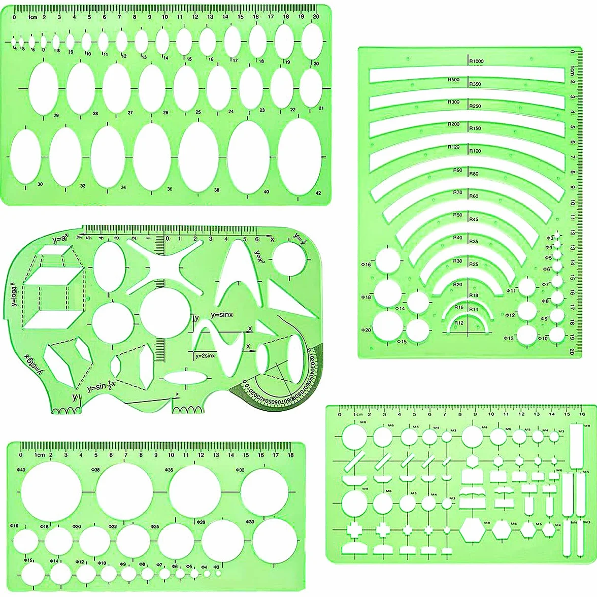 11 Pezzi Modelli di Disegni Geometrici per Disegno Ingegnere Materiale Scolastico