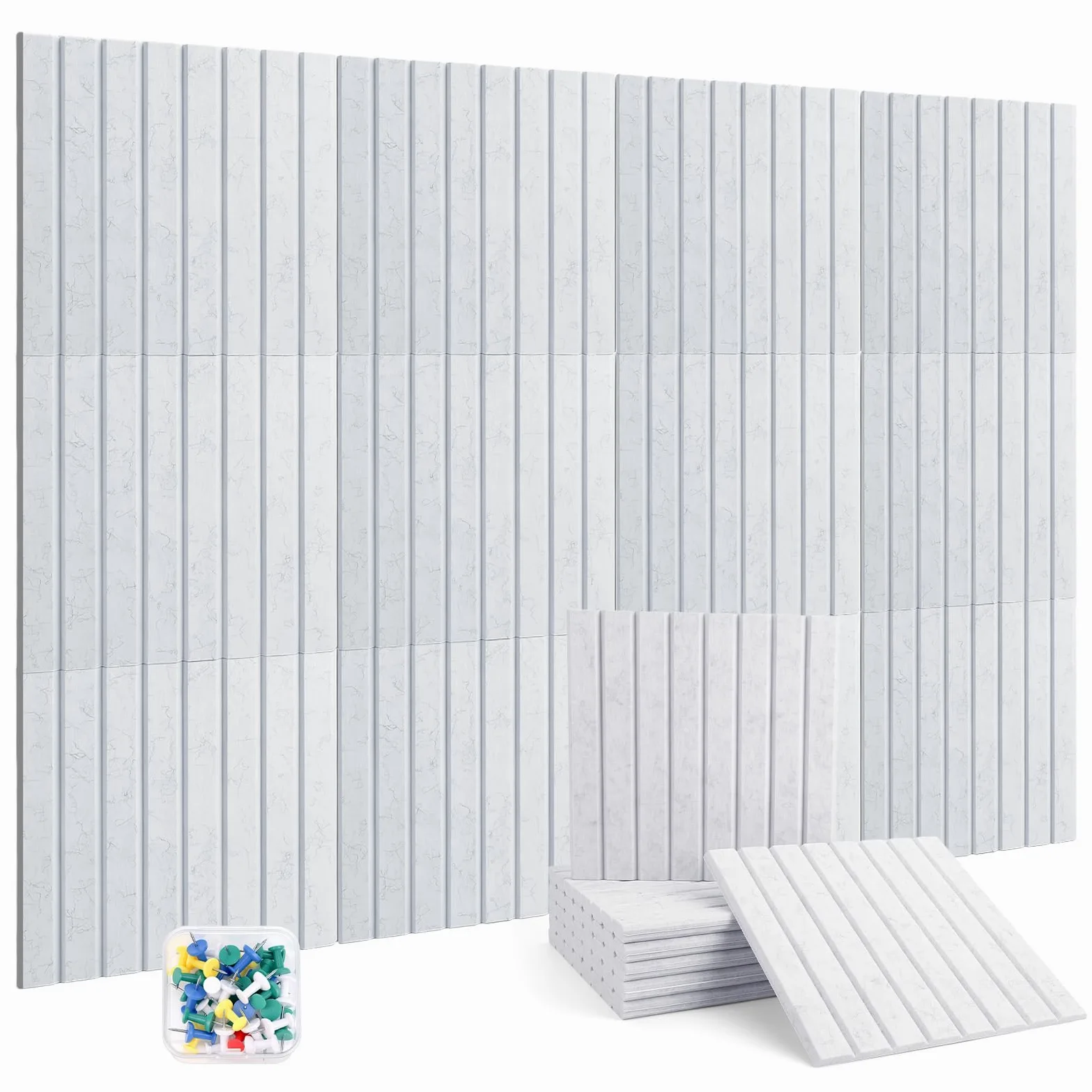 Gugxiom Set di 12 bacheca in feltro di grandi dimensioni 48" x 36", con 30 spille, decorazione per ufficio, casa, scuola e aula (grigio argento)
