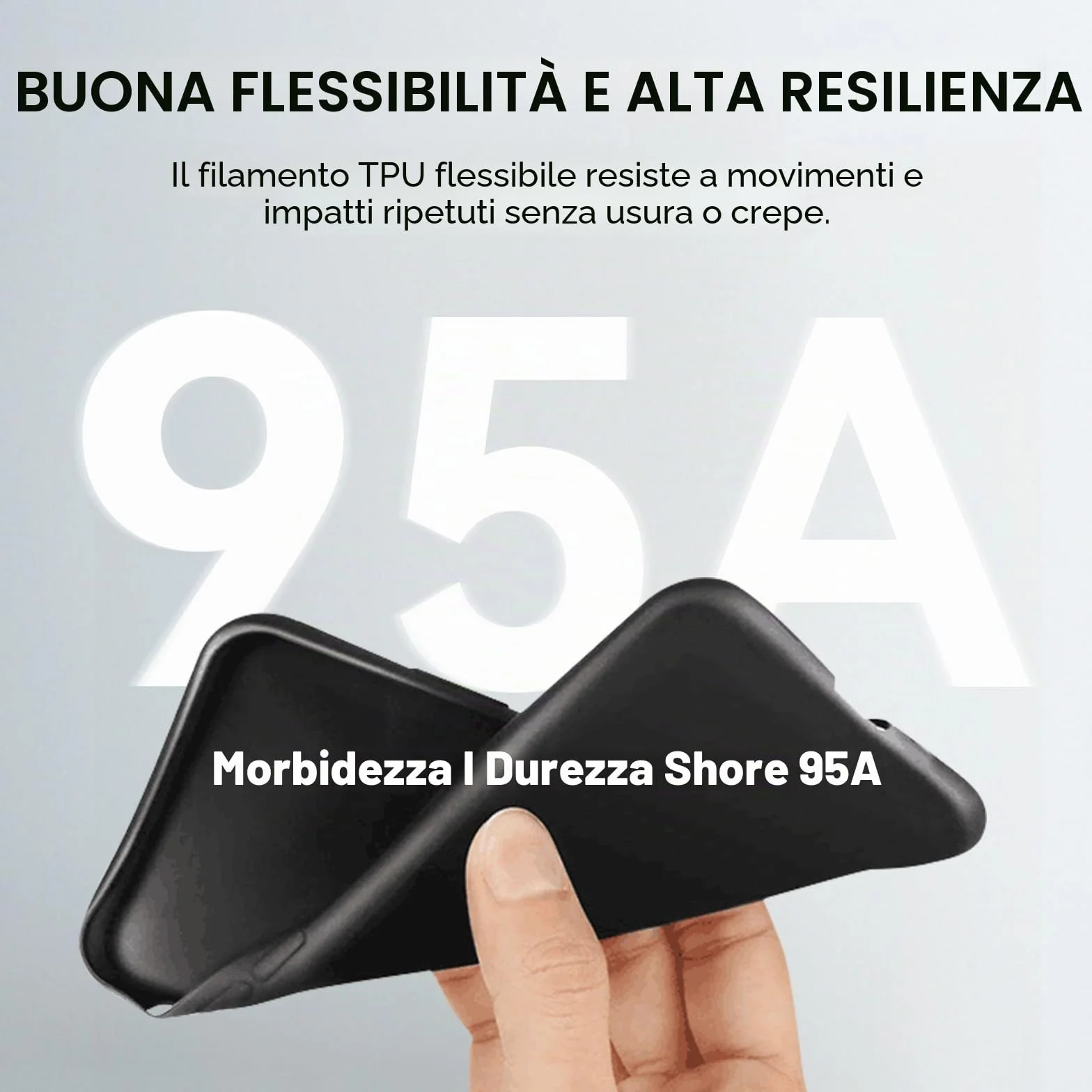 JAYO Filamento TPU 1,75 mm Nero 0,5 KG Shore 95A Precisione +/-0,02 mm