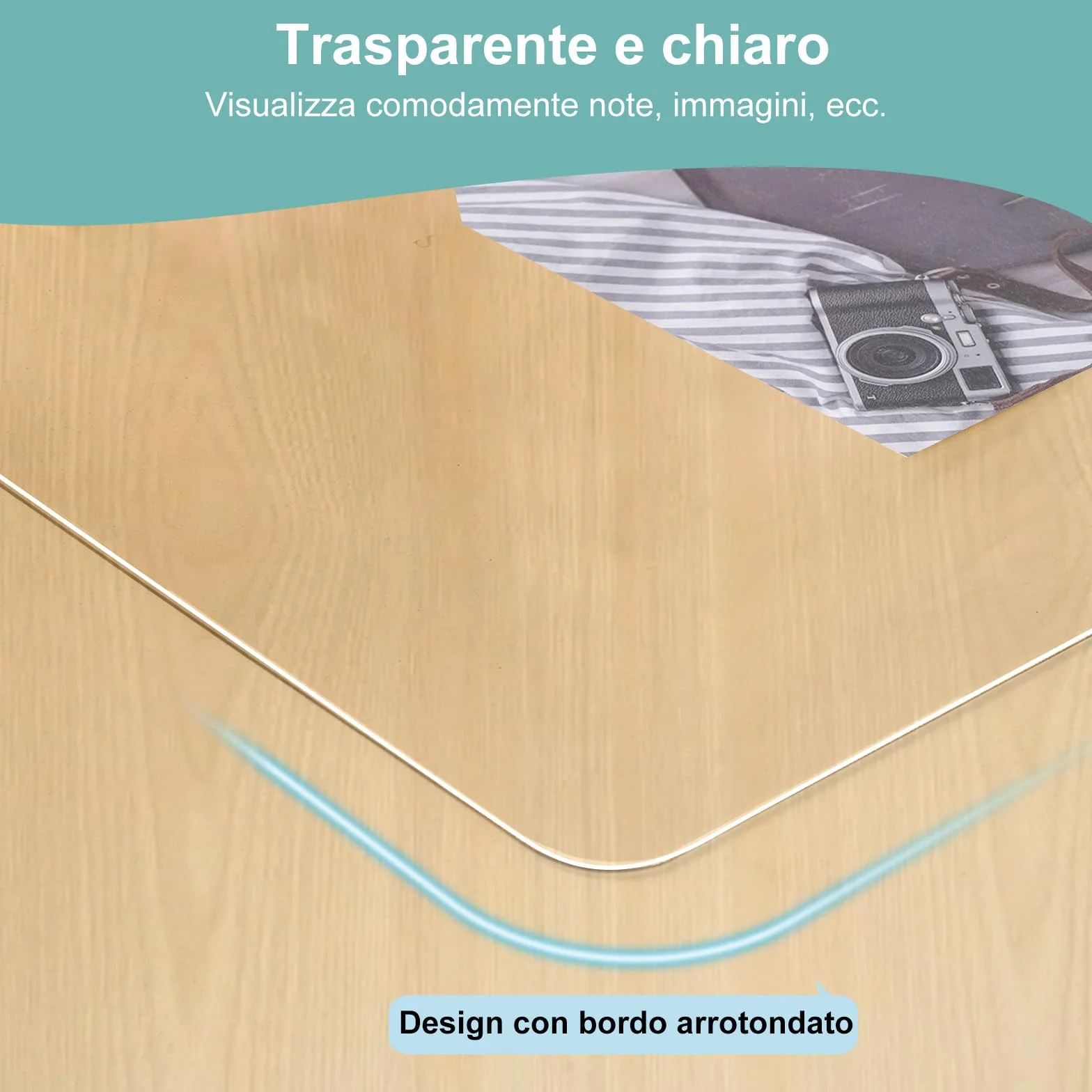 Dreamil Sottomano da scrivania trasparente in PVC 100 x 50 cm impermeabile con angoli arrotondati