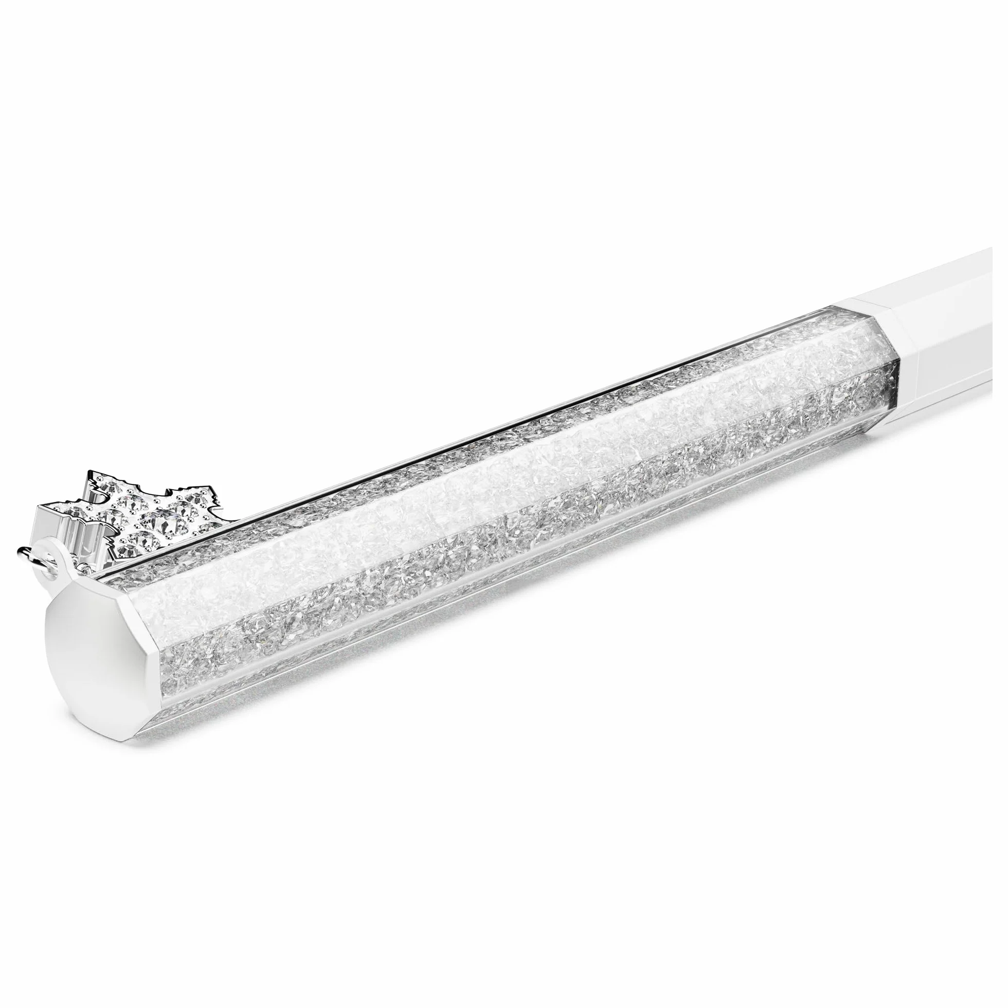 Swarovski Penna a sfera Crystalline, Forma ottagonale, Fiocco Di Neve, Bianco (Argentato), Laccato bianco