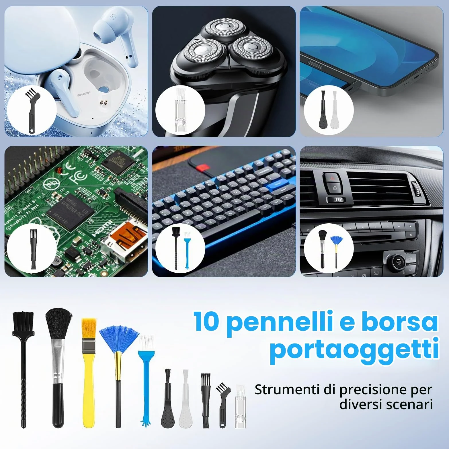 Aria Compressa Elettrico 4 Velocità – Soffiatore Portatile 4000 mAh con LED | Velocità Max 110.000 RPM, Autonomia 20-60 min, 5 Ugelli + 10 Spazzole, Ricarica Rapida 2,5 ore, per PC/Auto/Divani/Tastiere