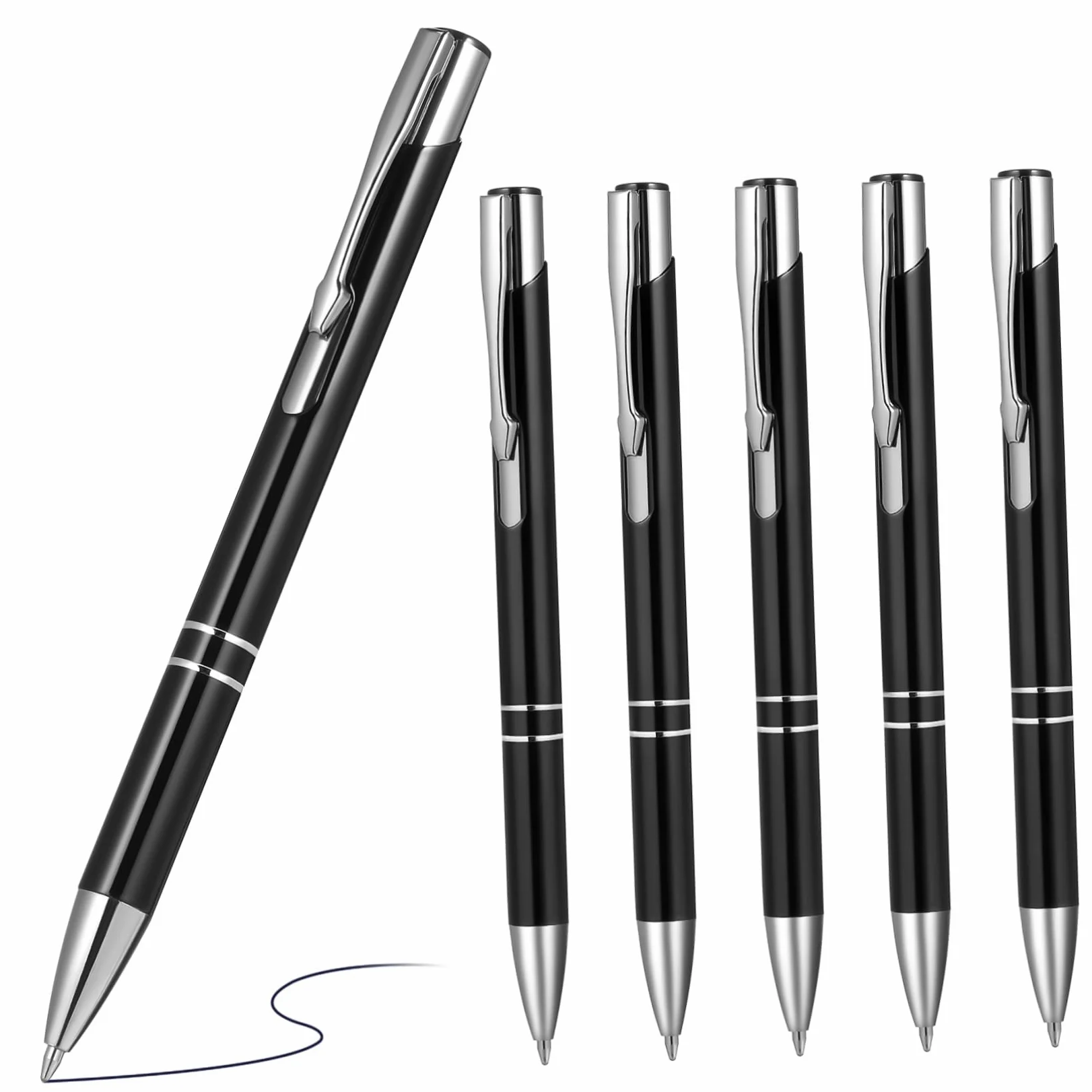 12 Pz penne a sfera punta fine penna da ufficio penne a sfera a punta fine penna uniforme sottili penne a sfera metalliche penne professionali penne metallizzate Black