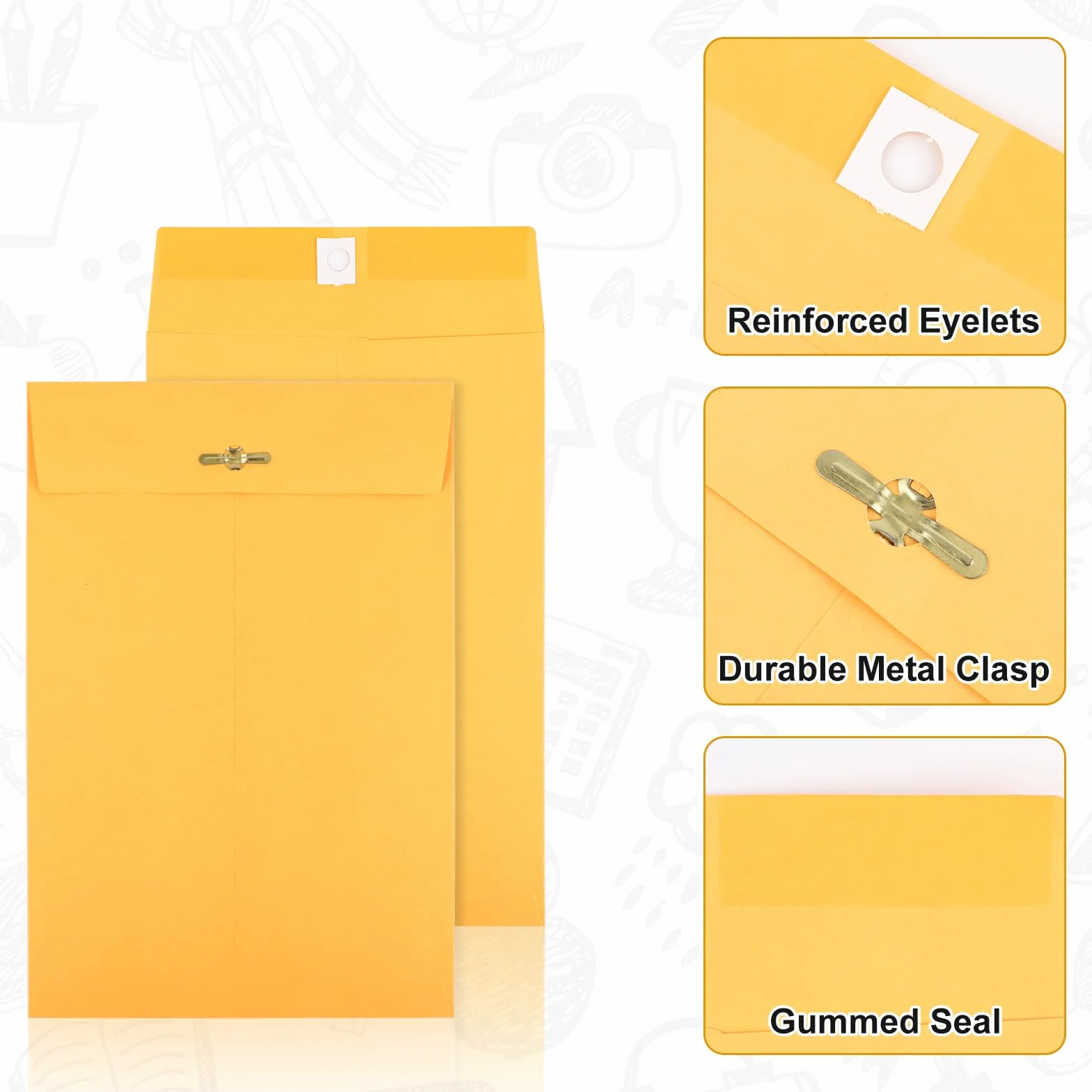 Buste Kraft Grandi Spesse con Chiusura Adesiva Heavy Duty 15,2x22,9cm 10pz