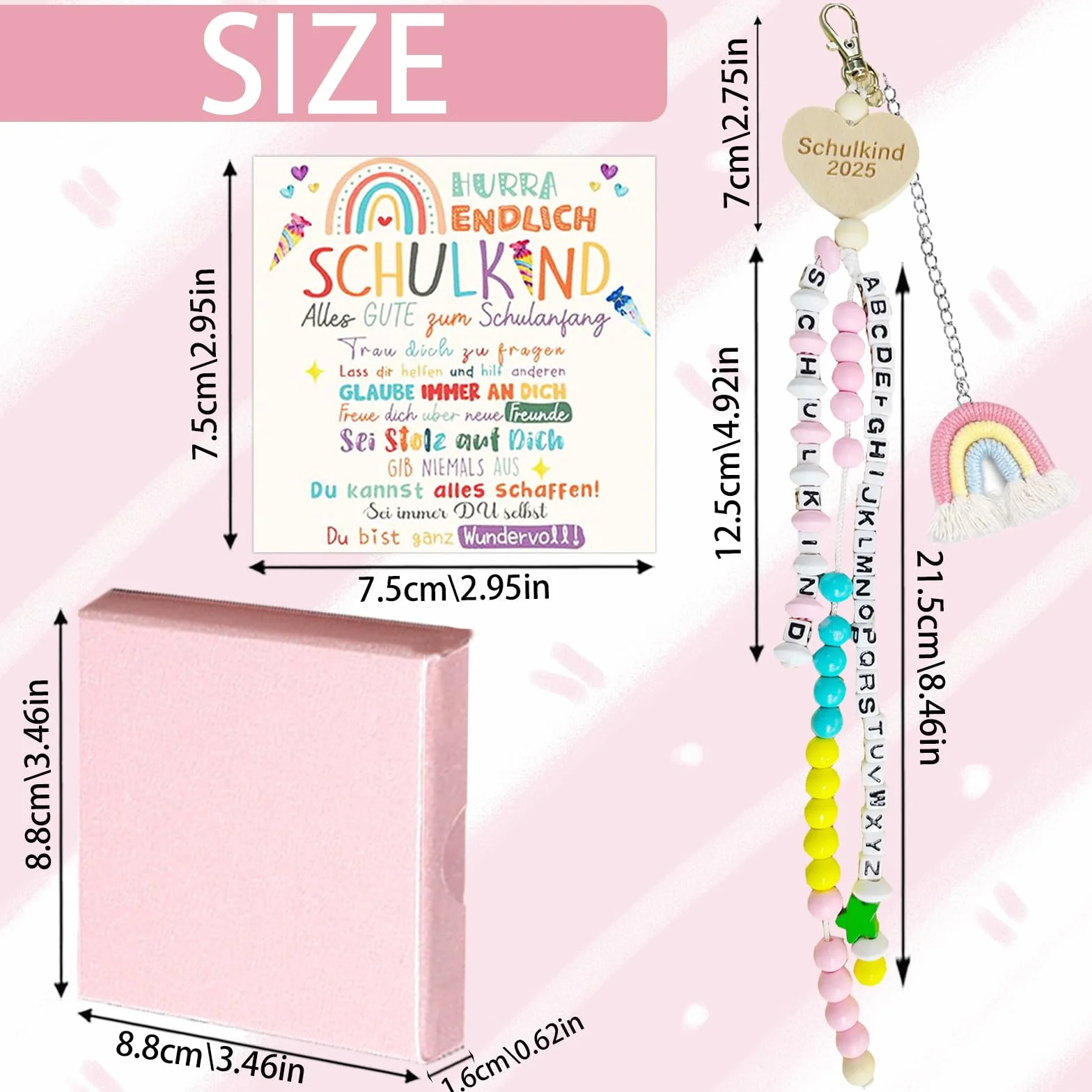 Collana per bambini di scuola 1° classe con confezione regalo, 2025