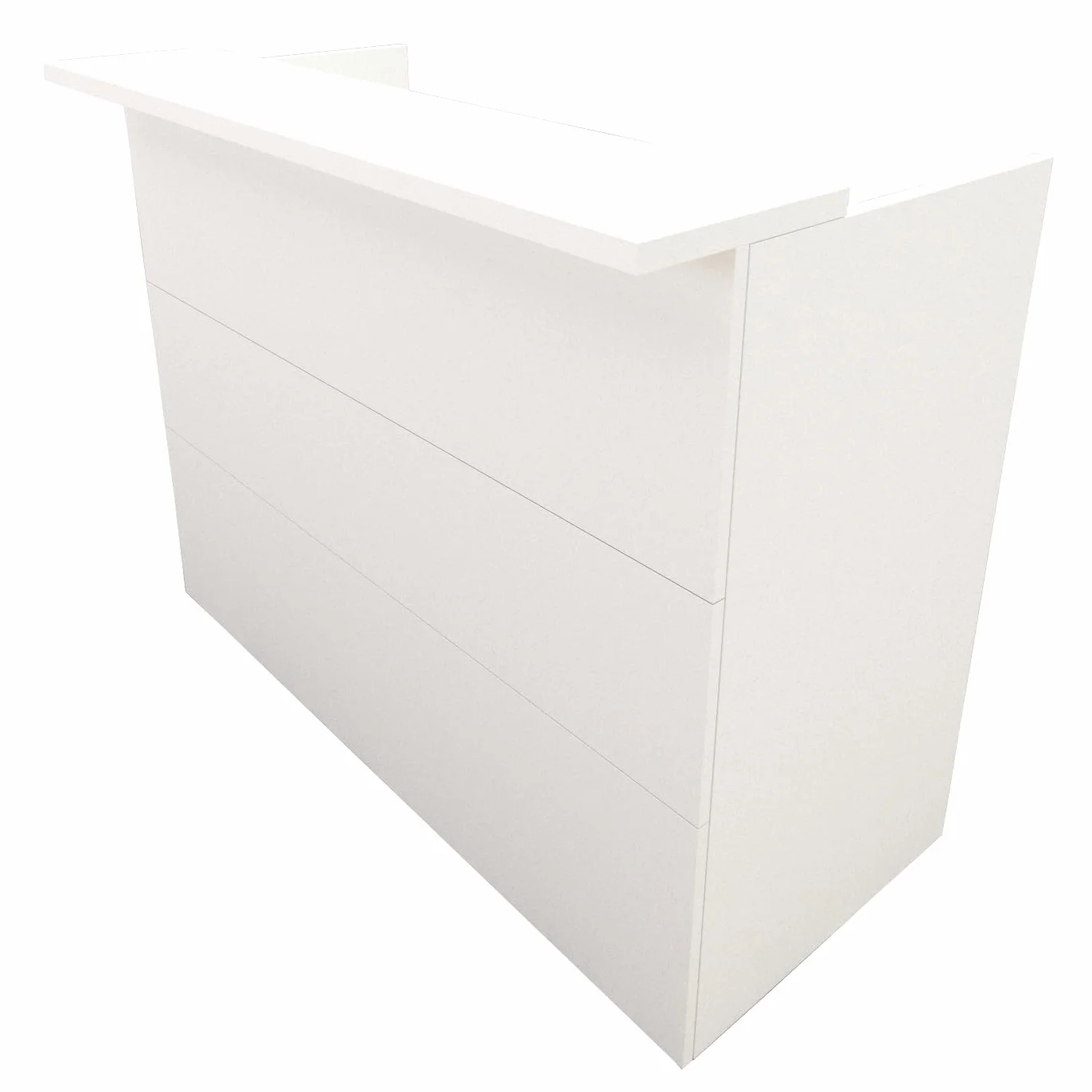 Henor Bancone Reception Ebro. 110 x 60/75 x 110 cm. Legno Con tavolo interno. Ideale per ufficio, reception, attenzione, commercio. Bianco Opaco