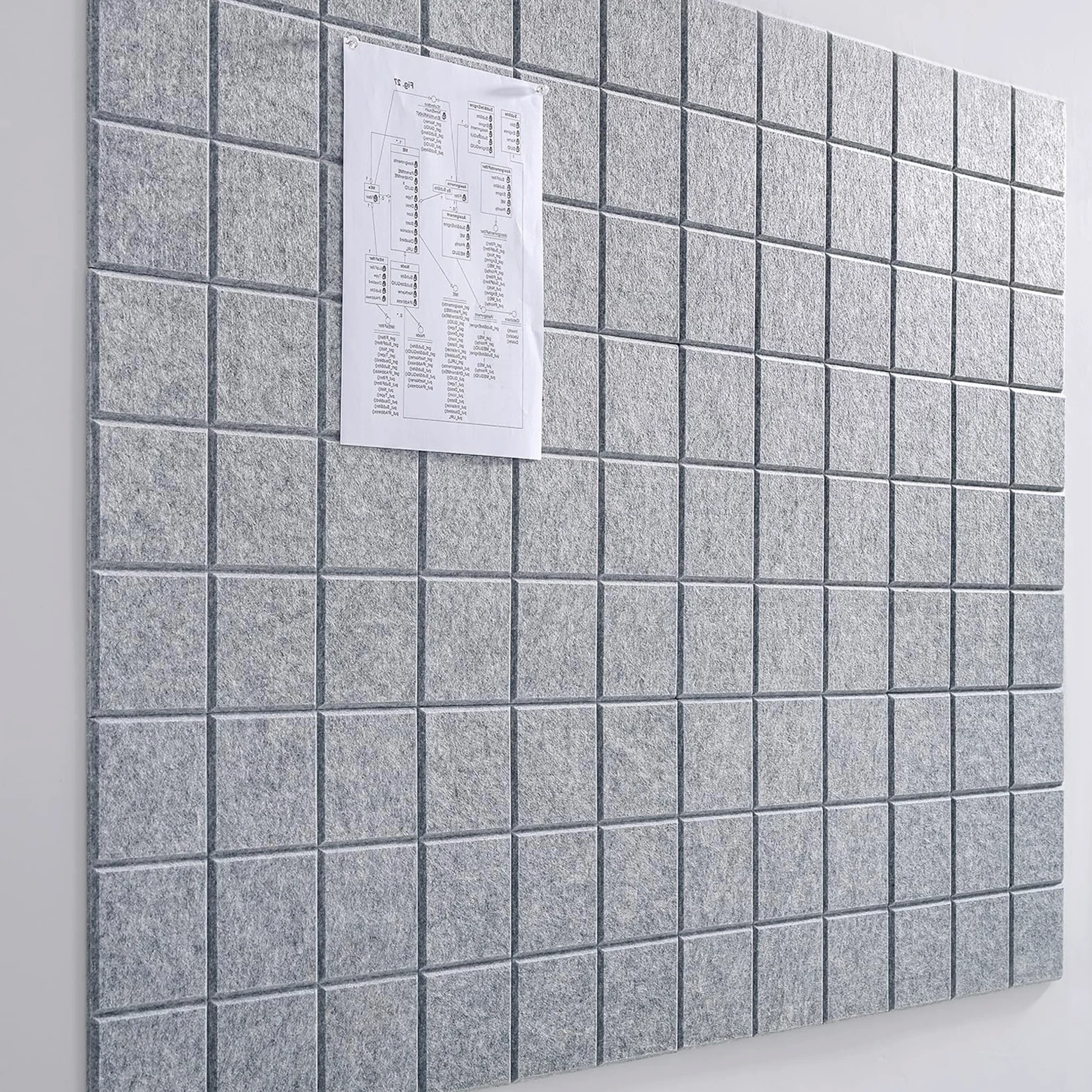 Grande lavagna in sughero per ufficio, confezione da 12 piastrelle in feltro con linguette adesive, 121,9 x 91,4 cm, grandi lavagne in sughero per pareti, bacheca in sughero da parete (grigio chiaro)