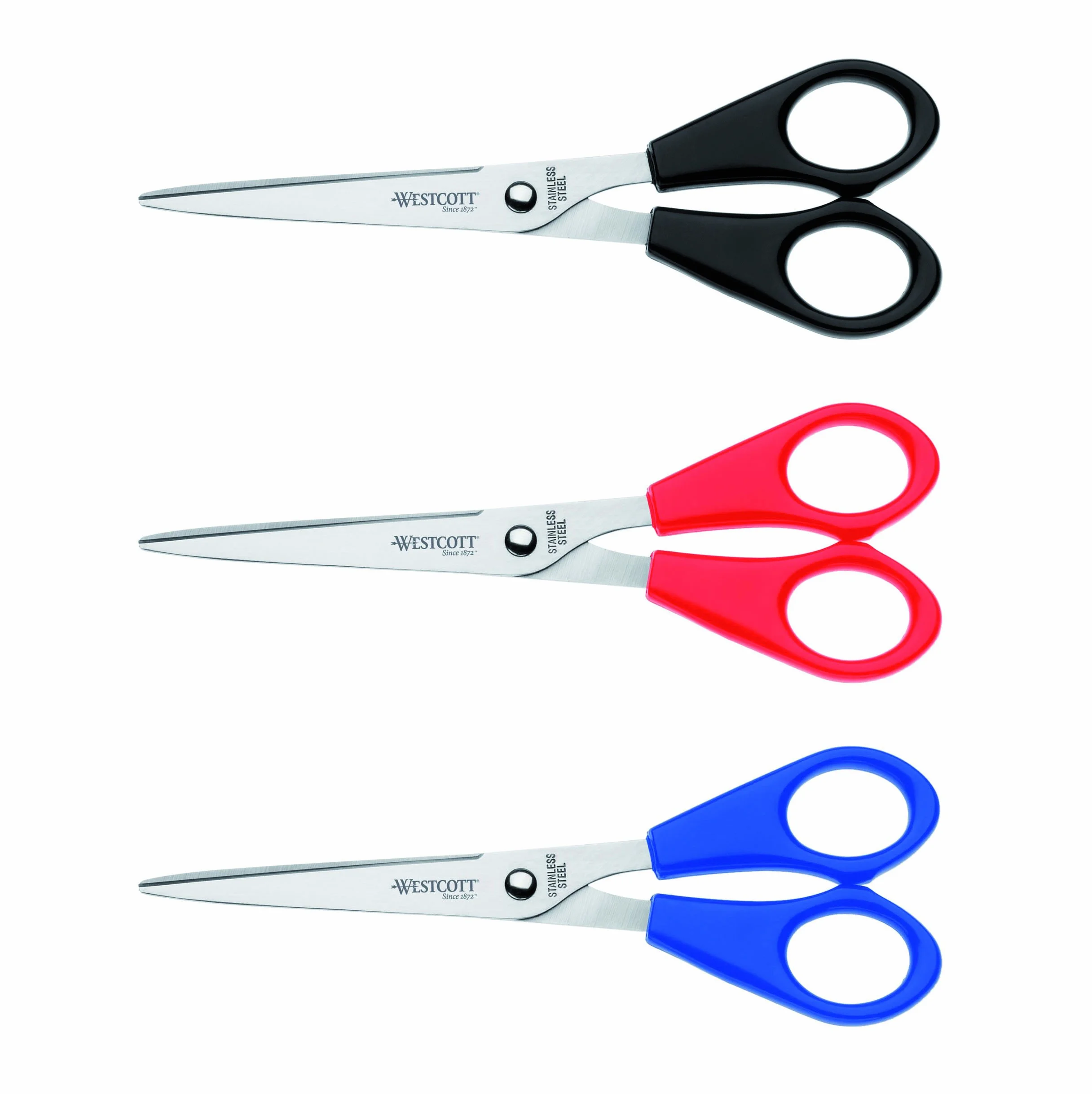 Westcott Set di forbici ufficio 17 cm 3 pezzi blu rosso nero