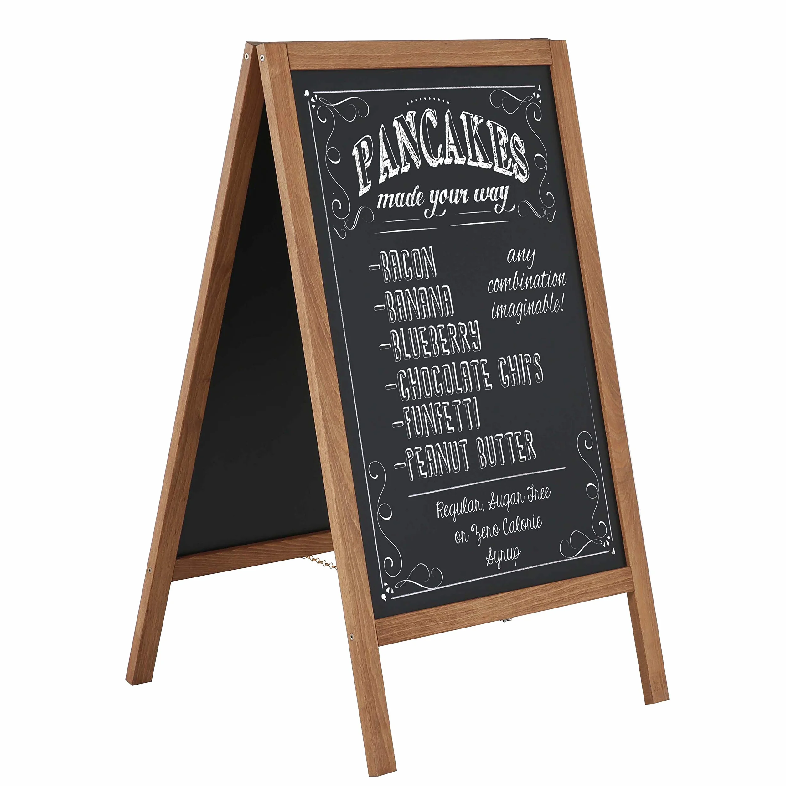Lavagna con cavalletto in legno 540 x 950 mm resistente alle intemperie | lavagna ristorante magnetica | bacheche per esterno in legno di faggio scuro | lavagna grande