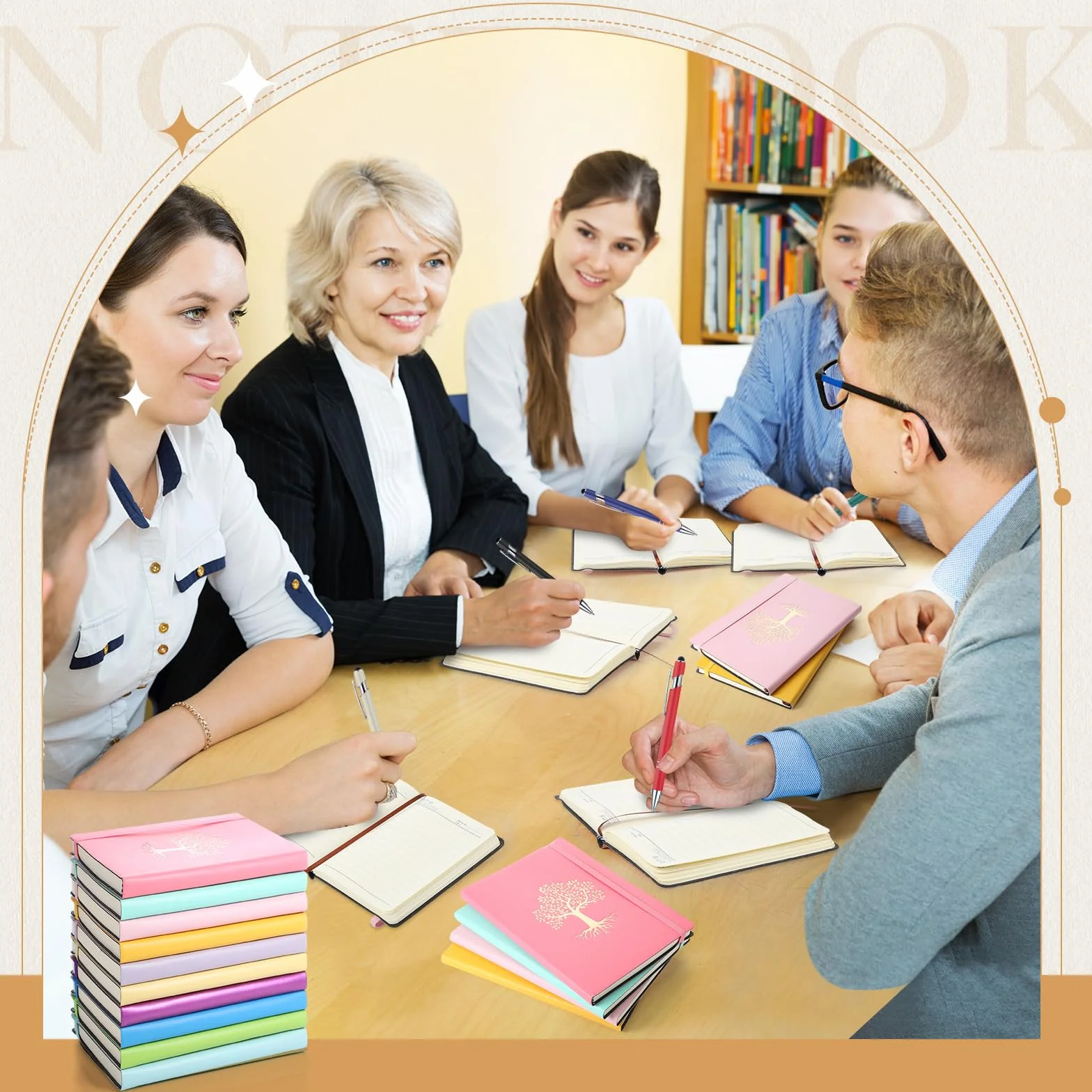 Dispowreath Confezione da 10 quaderni a righe, formato A5, con copertina rigida in pelle, per scrivere, 200 pagine, 10 colori, per viaggi, lavoro, scuola, ufficio, affari, diario per prendere appunti,