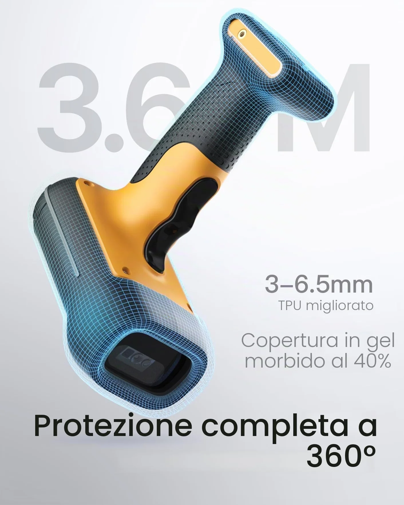 Inateck BCST-75S - Scanner di codici a barre industriale senza fili, 2D QR con stazione di ricarica intelligente, IP67 impermeabile e antipolvere, lettore di codici a barre con batteria da 2600 mAh,