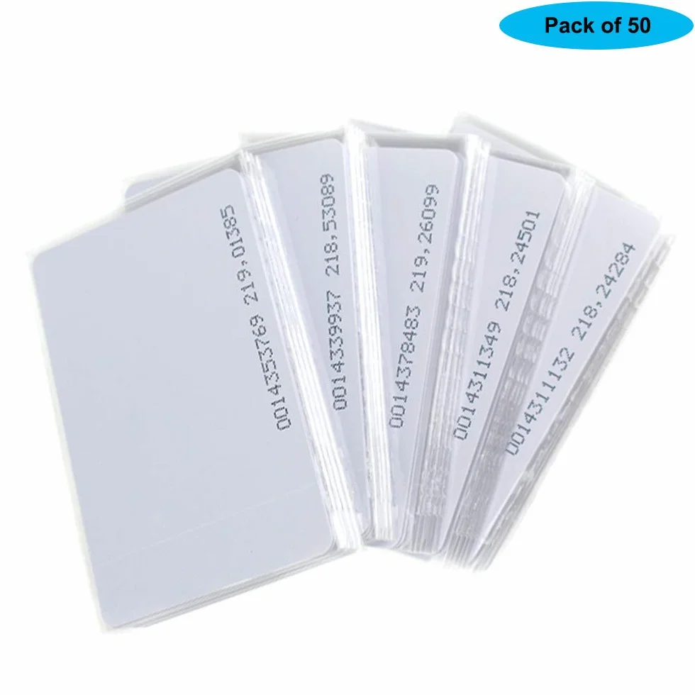 KDL Schede RFID Smart bianche Prossimità 125KHz TK4100 EM4100 EM4200 PVC Scheda controllo accessi Sola lettura Pack 50