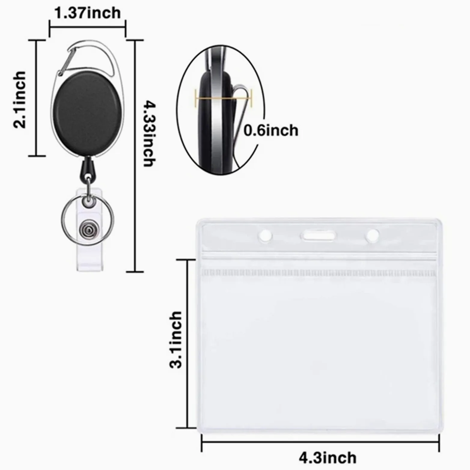 Porta badge, 24 pezzi, porta badge in plastica con clip retrattile, resistente, trasparente, porta carte d'identità per studenti, carte di credito