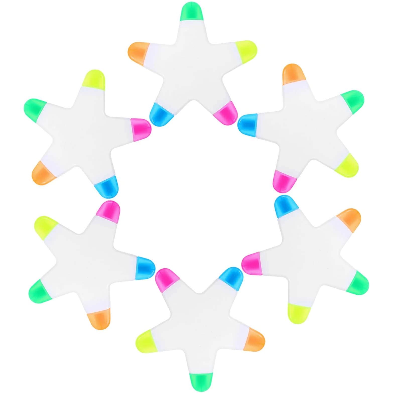 Evidenziatori Fluo a Stella 6 Pezzi Plastica per Ufficio e Studio | Formato Compatto, Marcatura Fluorescente Multicolore, Stile Creativo e Giocoso per Ragazzo Ragazza e Insegnanti