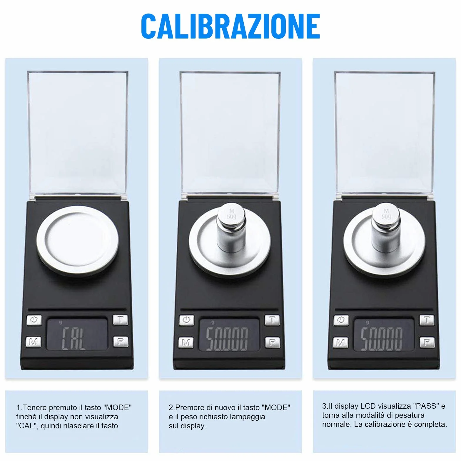 UNIWEIGH Milligrammo Scala 50g/0.001g Precisione Mini Carat Gram Bilancia Tascabile con Tara Display LCD