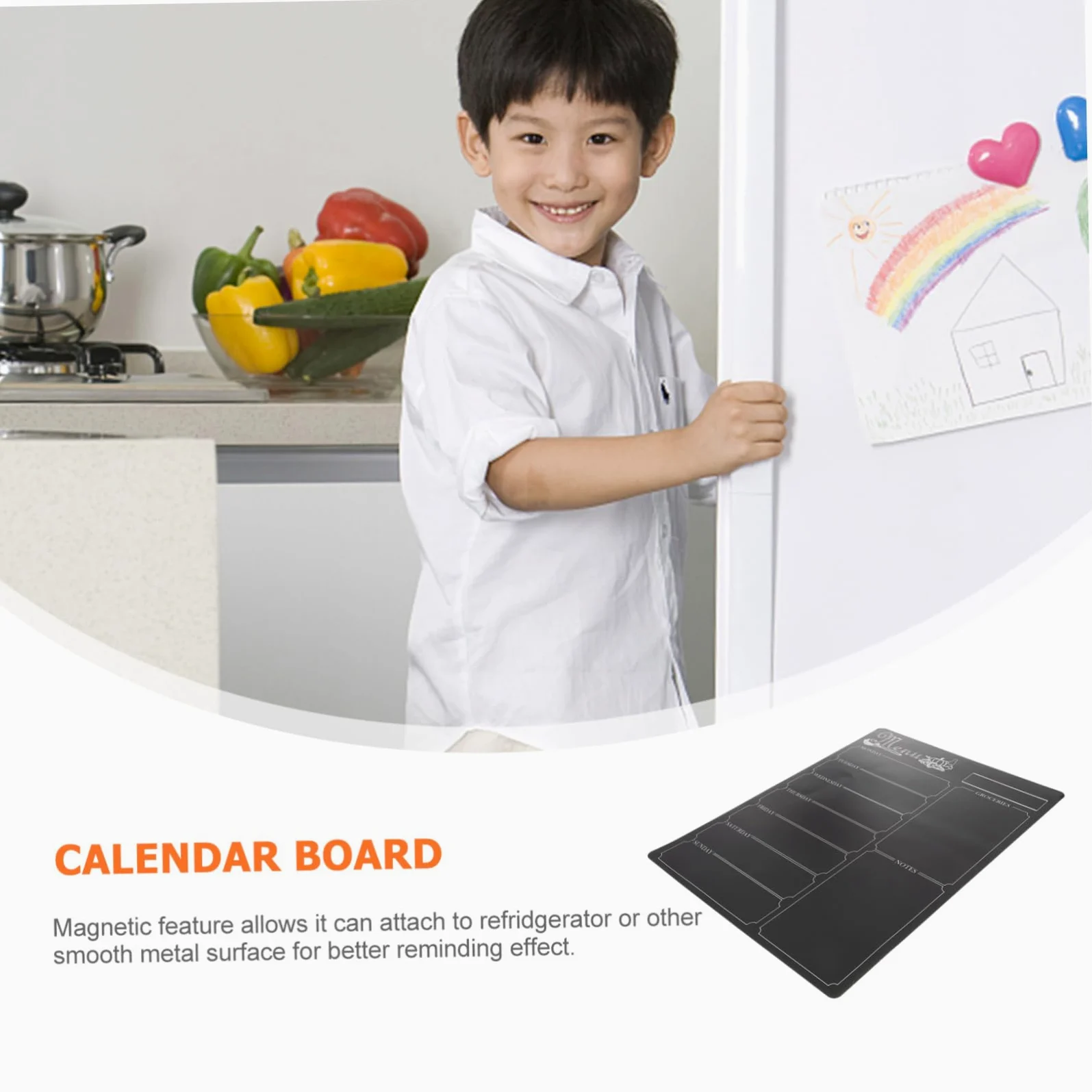Operitacx Lavagna Magnetica per Frigorifero Nero in Pvc Riutilizzabile e Cancellabile, Organizer Calendario e Memo per Superficie Liscia come Frigorifero