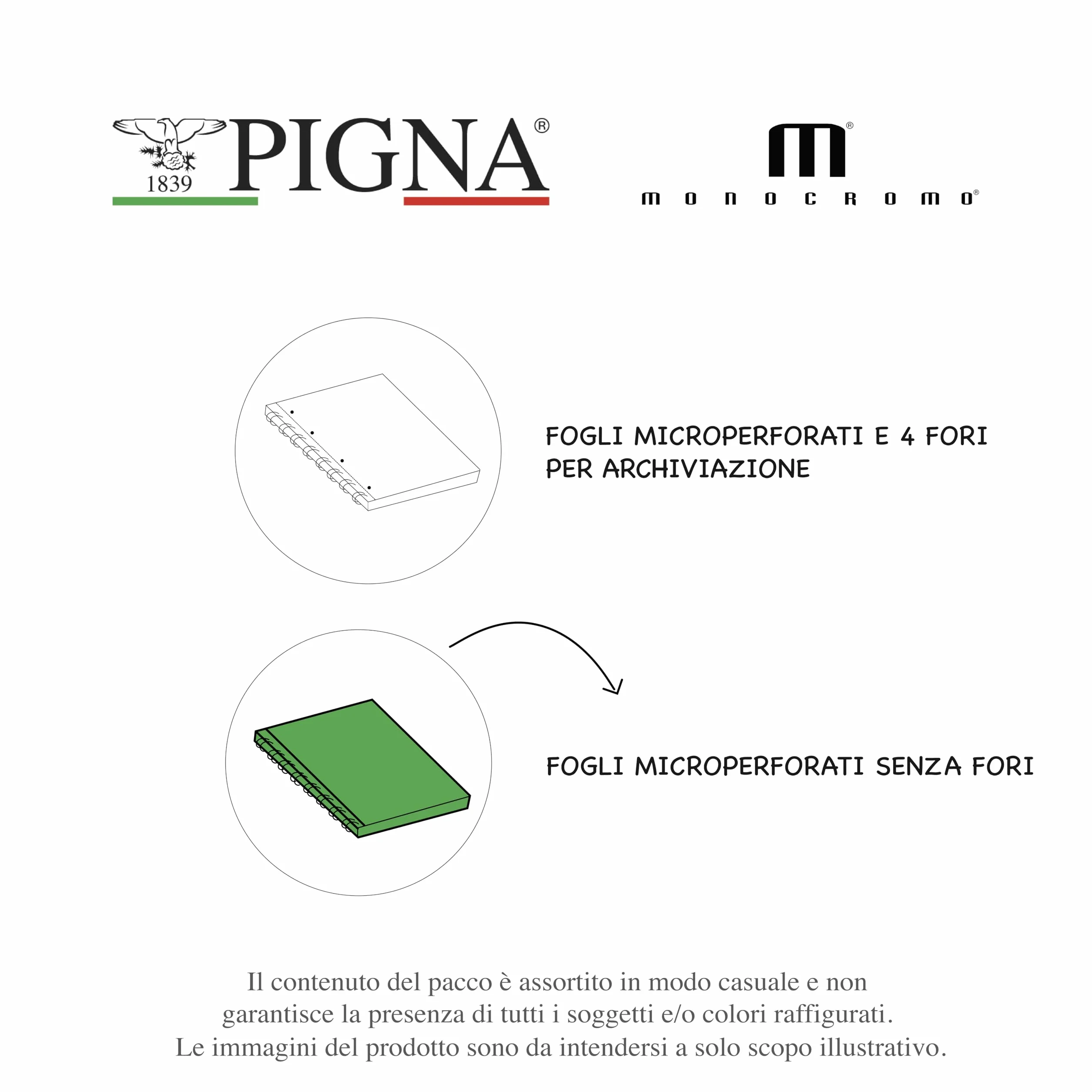 Pigna Confezione 5 Maxi Quaderni Spiralati A4 MONOCROMO 5M Quadretti 5mm Microperforazione
