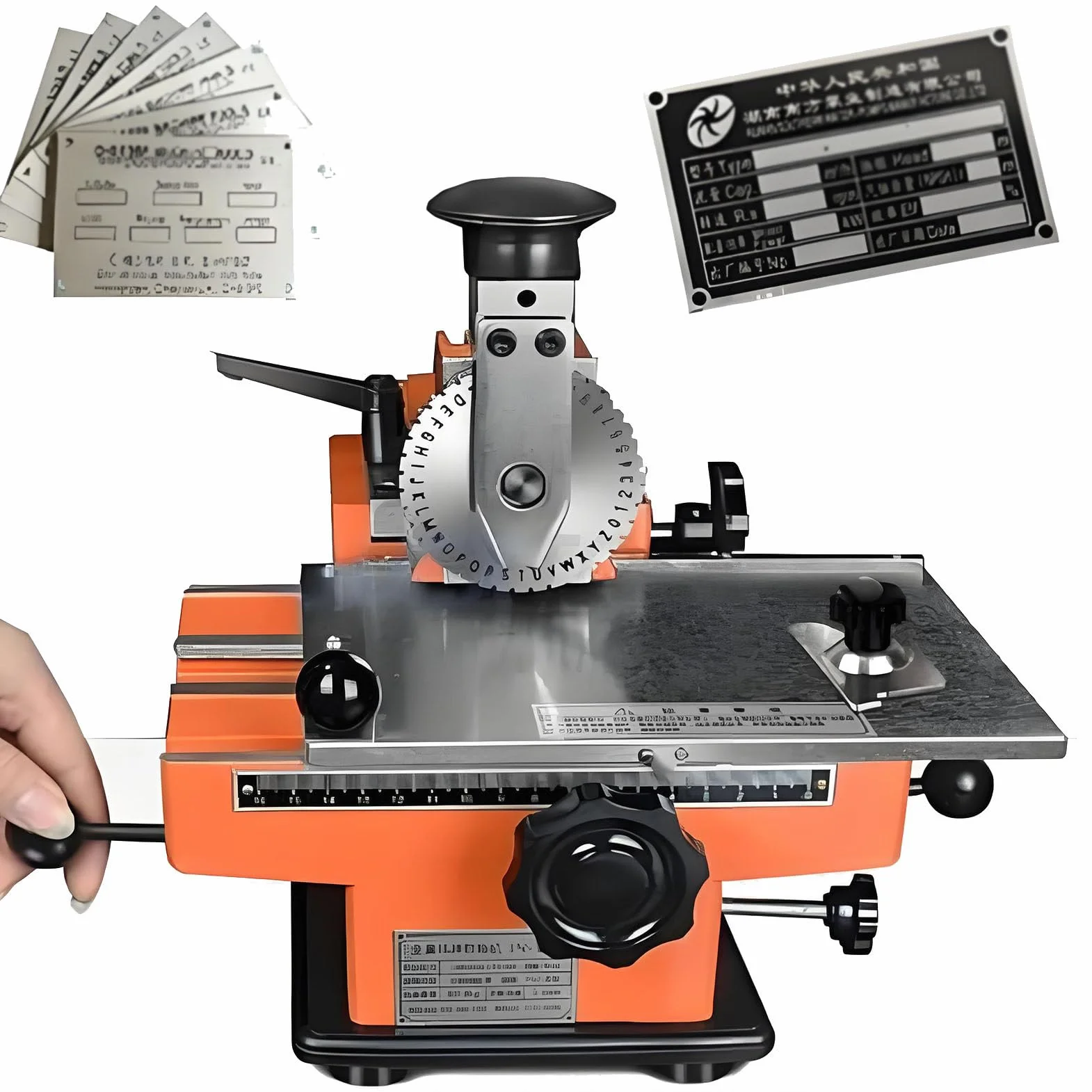 Macchina per marcatura semiautomatica da tavolo di piccole dimensioni, strumento per incidere targhette metalliche, stampante per insegne, etichettatrice per tessere identificative per cani 6mm
