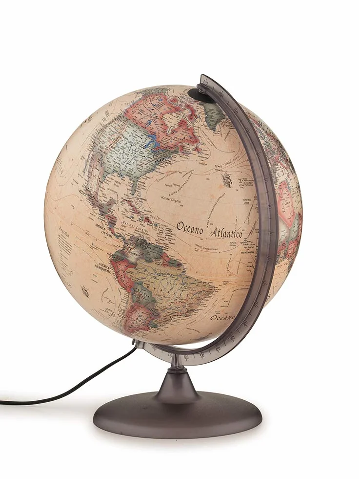 Tecnodidattica – Mappamondo Atmosphere A2, luminoso, girevole, cartografia Stile Antico e meridiano graduato, diametro 30 cm
