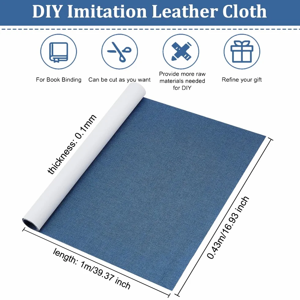 OLYCRAFT blu tessuto scamosciato imitazione pelle rilegatura libro 100 x 42 cm retro carta panno velluto trama fitta