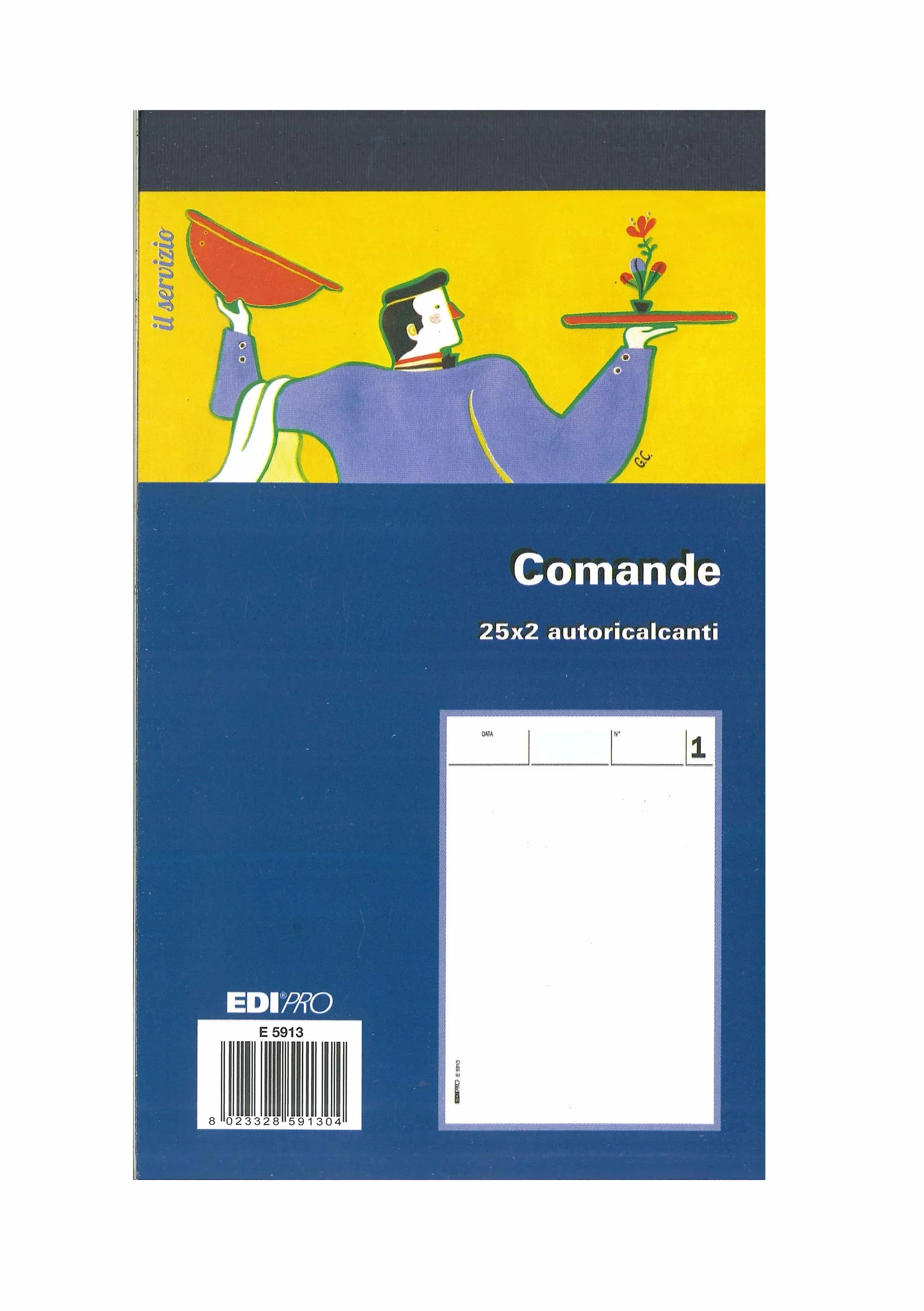 Blocchi Comande Da 25 Fogli x 2 Copie Autoricalcanti ORIGINALI Edipro' FIE5913 - Confezione 50