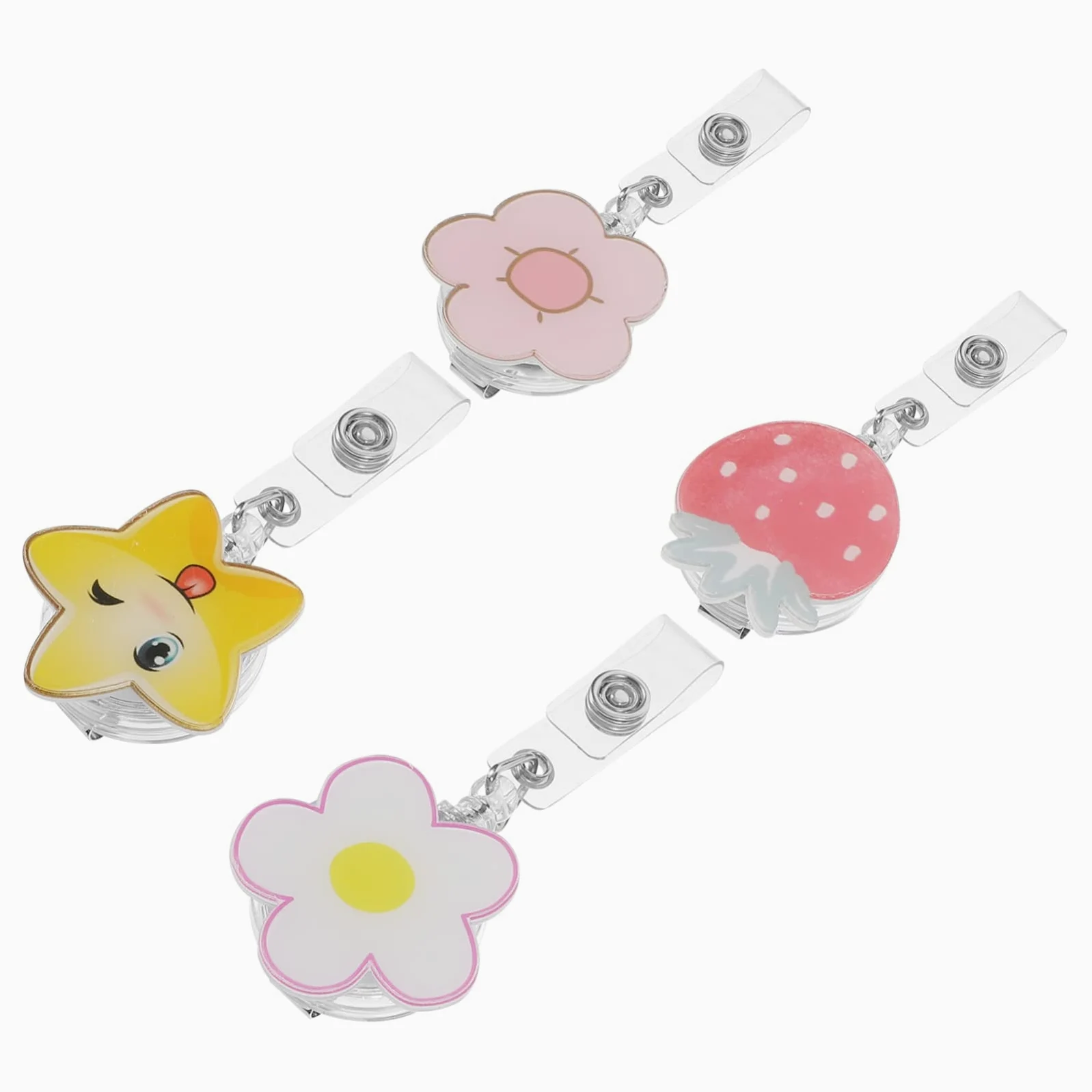 SHINEOFI 5 Set Di Cordino Porta Badge Retrattile Con Clip Per Targhetta Identificativa Con Clip Posteriore Fissata Per Lavoratori Del Settore 4 Pezzi * 5