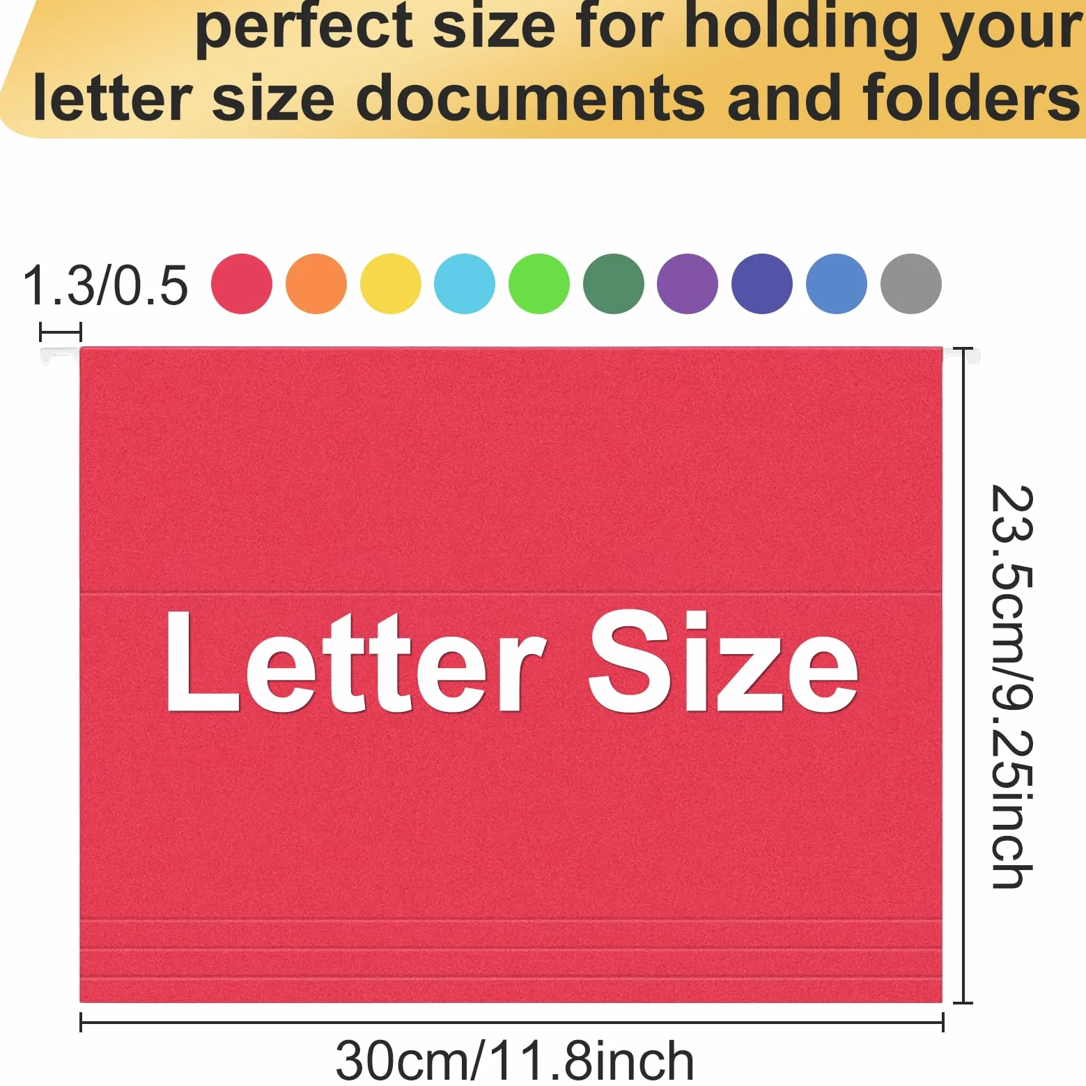 Cartelle appese, confezione da 60 cartelle da appendere formato lettera, con linguette, per rimanere organizzati per la casa e l'ufficio, documenti e carta, 10 colori