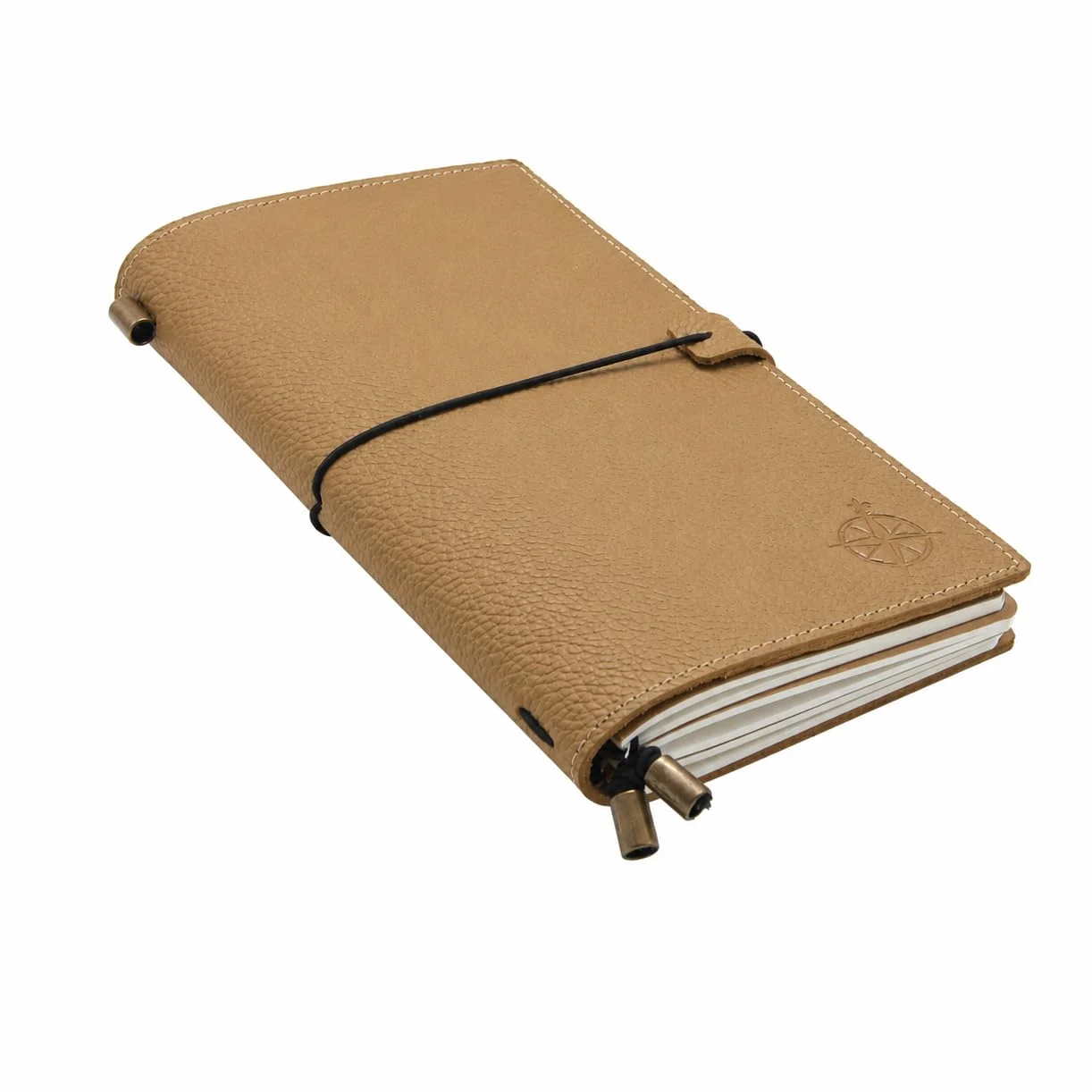 Wanderings Taccuino da Viaggio Formato Standard con Tasche – 11,5×22 cm – Diario Ricaricabile in Pelle Artigianale – Avorio