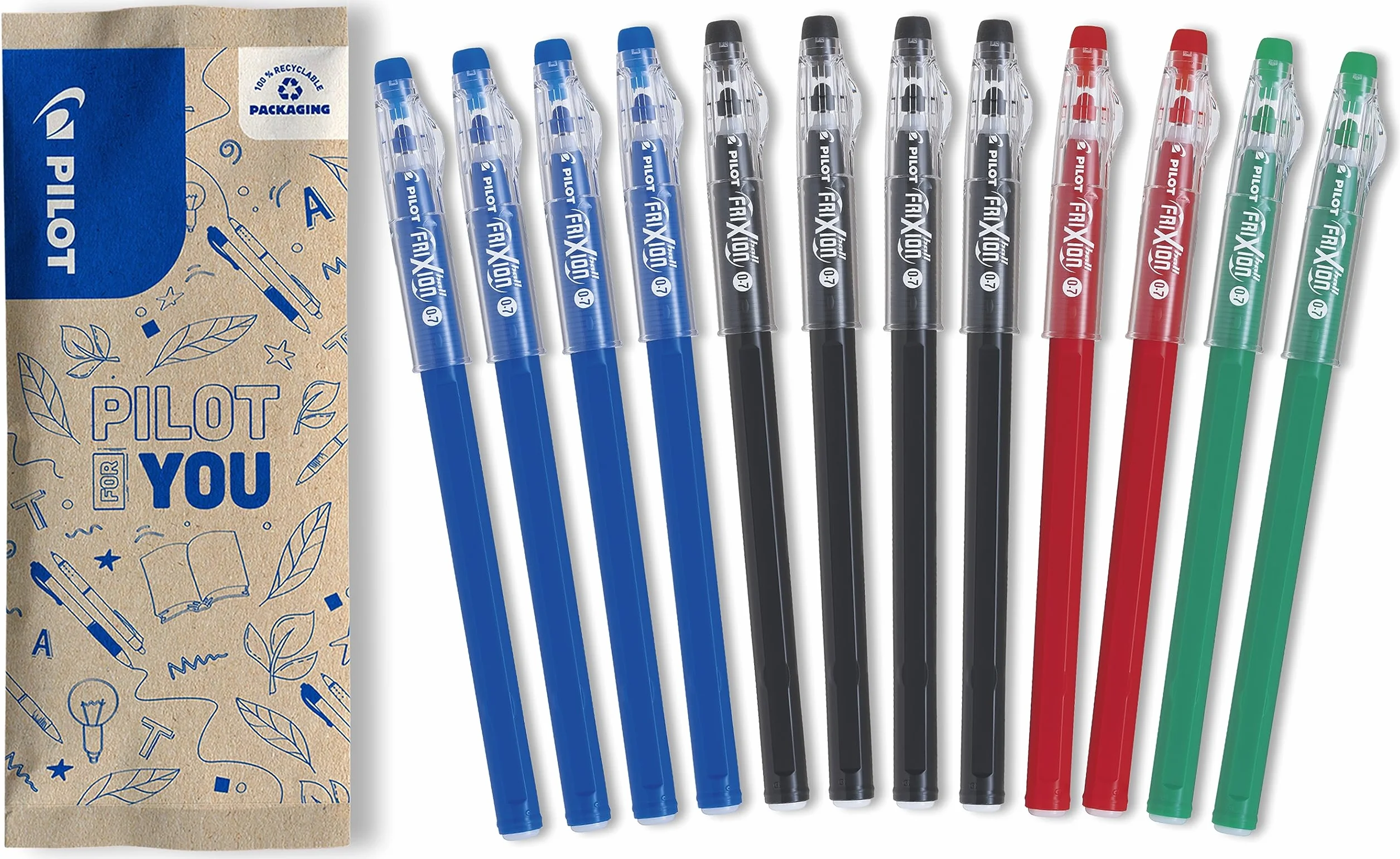 PILOT FriXion Ball Stick Inchiostro Gel Cancellabile Punta Media 12 Penne