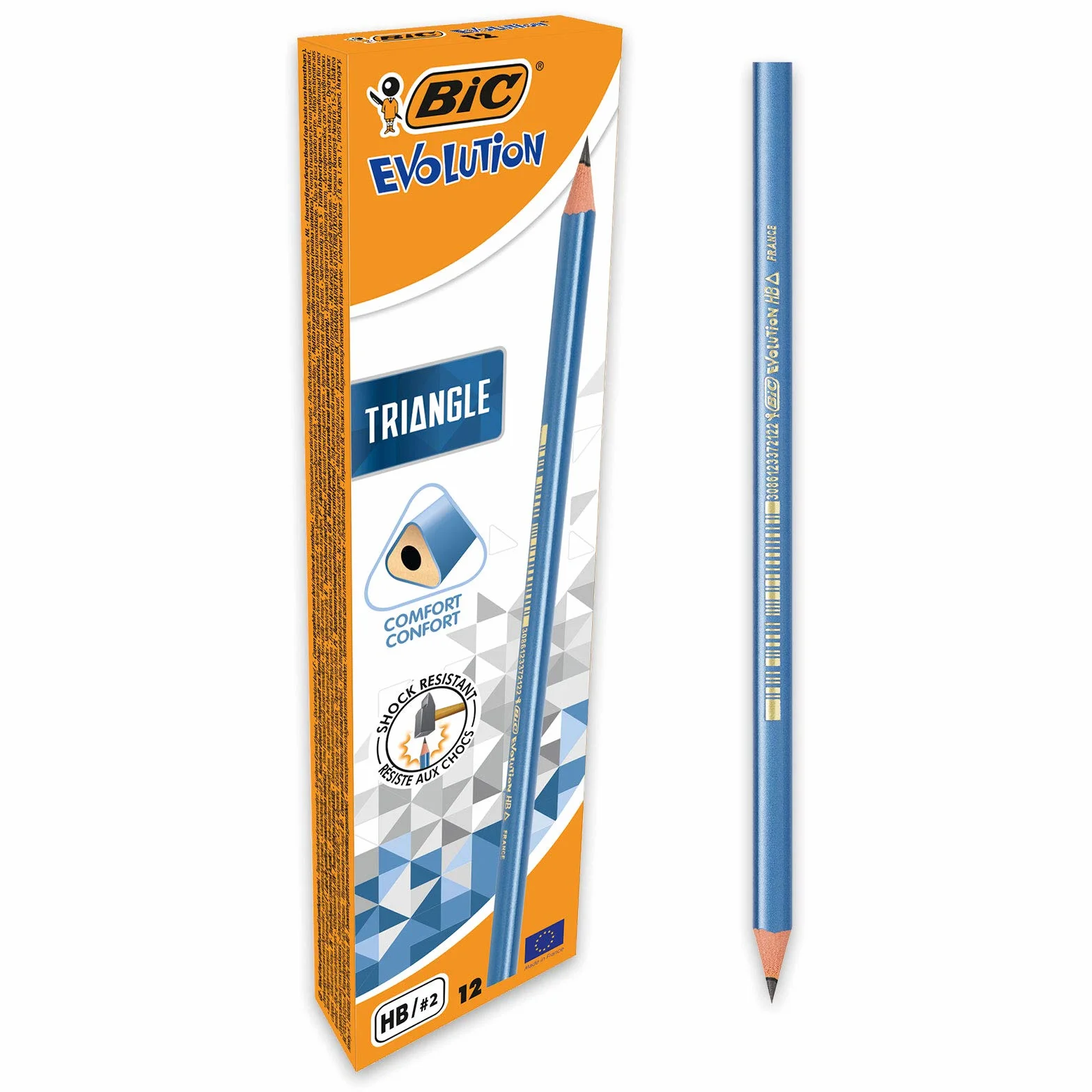 BIC Evolution Triangle Matite HB2 Fusto Triangolare Mina Resistente Antirottura 12 Unità