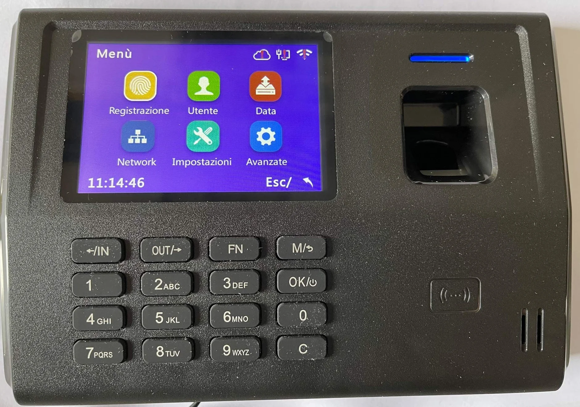 RILEVATORE PRESENZE WIFI, CON 50 BADGE, L'UNICO MARCATEMPO CON CORSO ISTRUZIONE SOFTWARE PER 4 MESI, IMPRONTA DIGITALE+RFID, WEBSERVER, SOFTWARE IN ITALIANO. VENDUTO DA AZIENDA ITALIANA