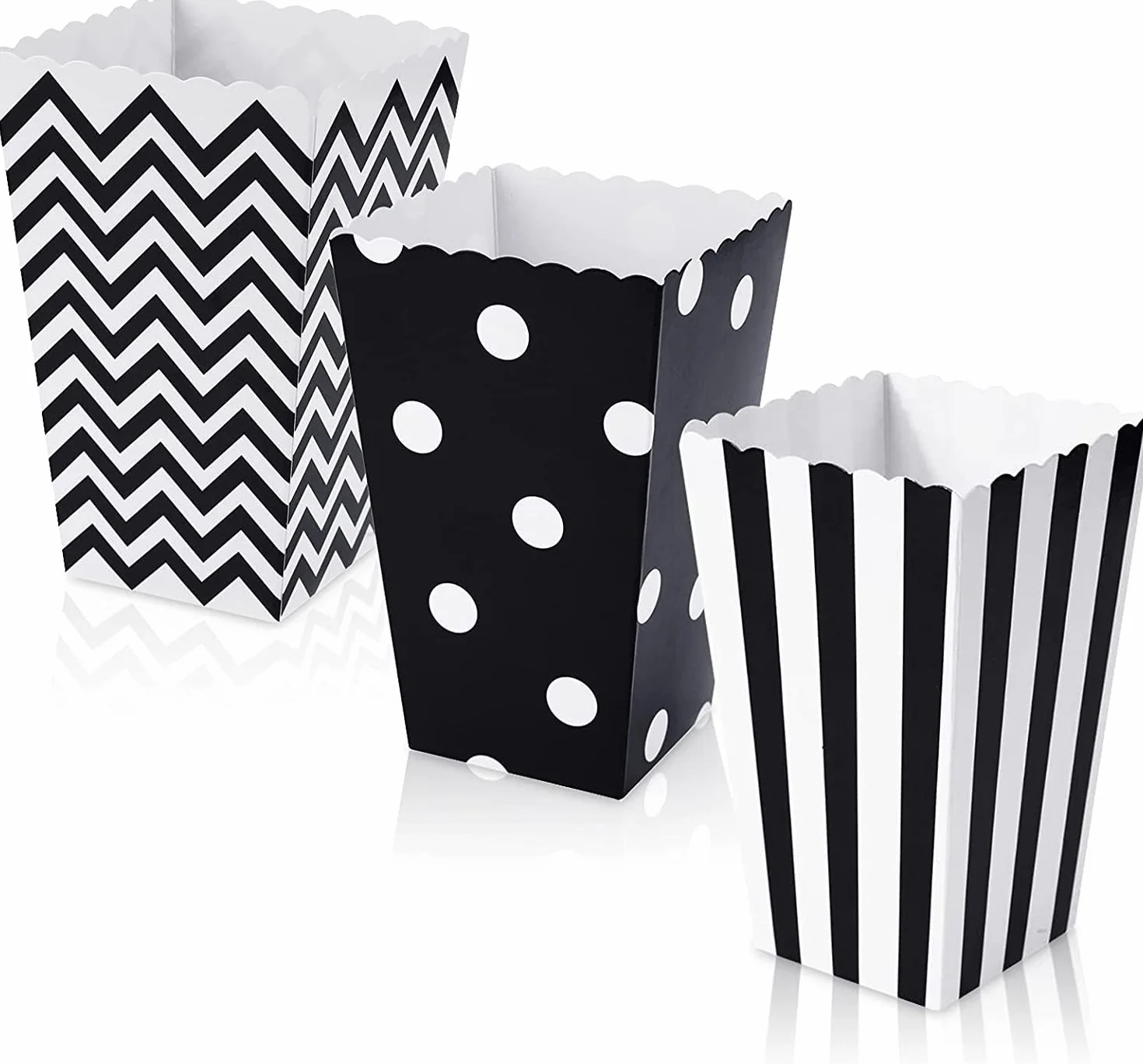 Scatole di Popcorn 18PCS Contenitori Nero per Spuntini, Dolci e Regali