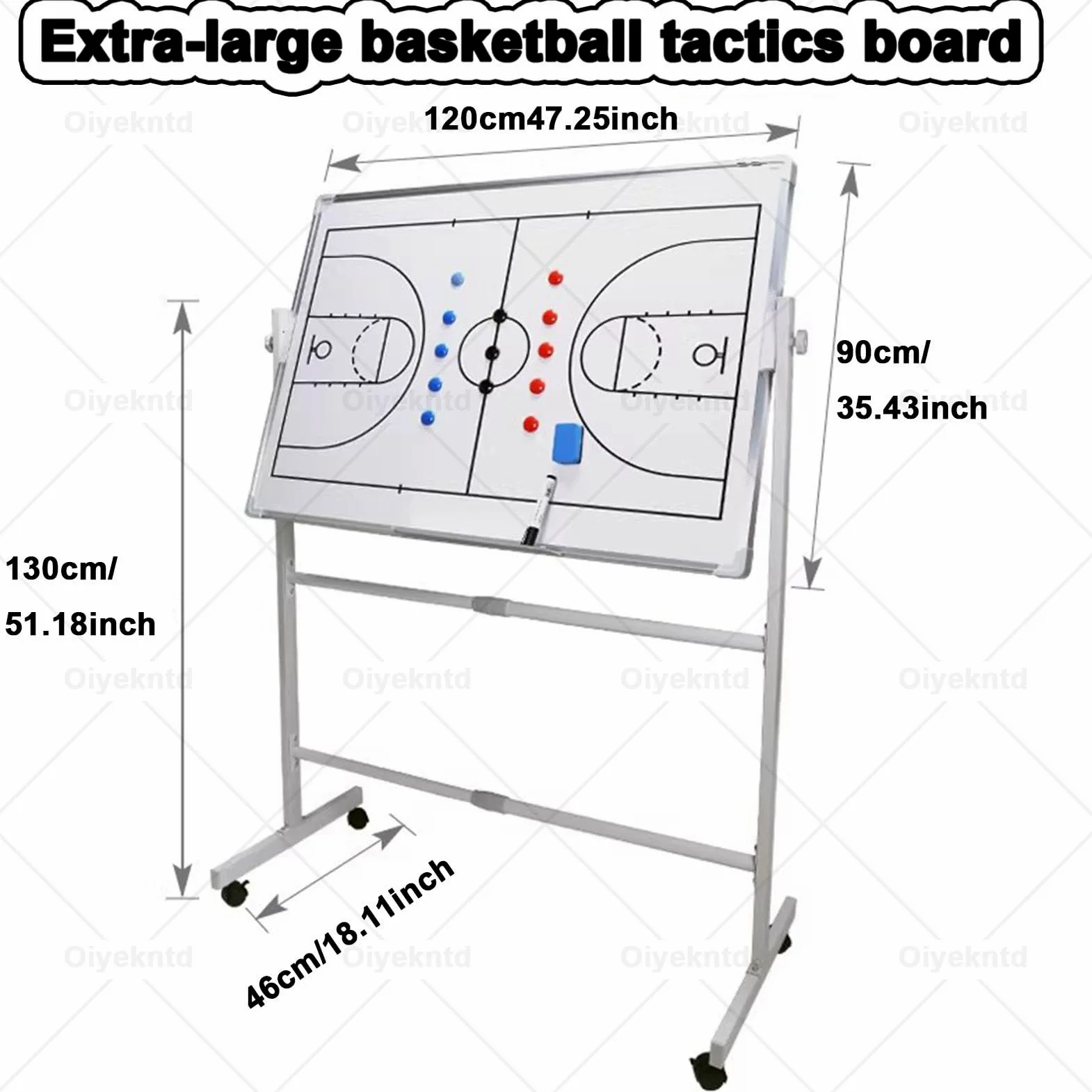 Lavagna magnetica su ruote per allenamento quotidiano, 60 x 90 cm