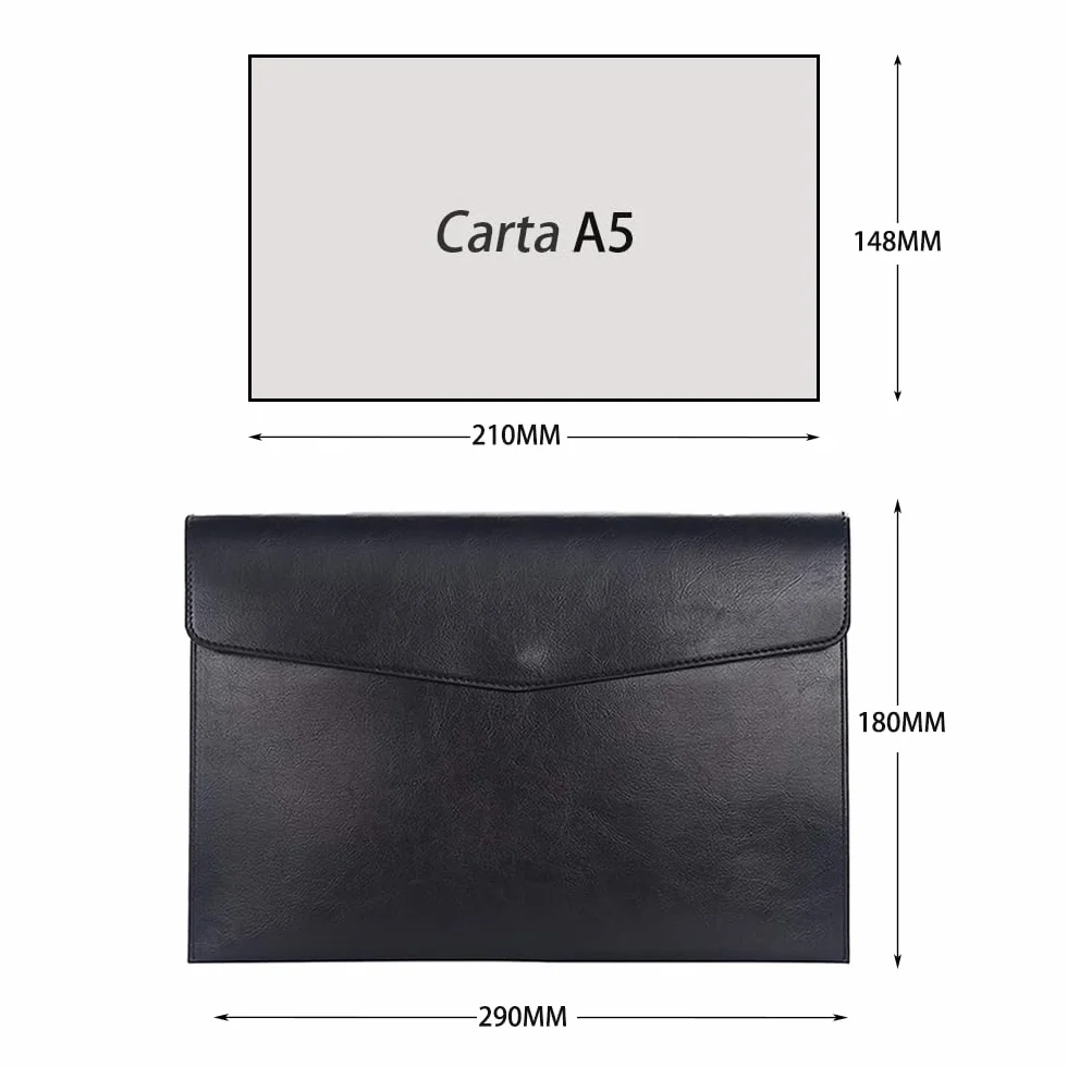 Portadocumenti A5 in Pelle PU per Auto Moto Ufficio, Porta Libretto Auto (Nero)