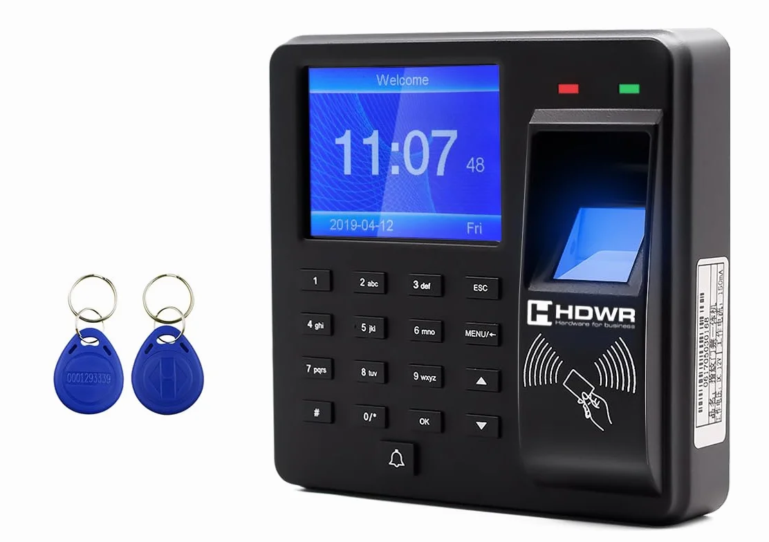 HDWR CTR10 Macchina di Registrazione, Sistema Avanzato di Rilevazione delle Presenze - Biometrico, RFID, Verifica con Password - 1000 Dipendenti, Controllo degli Accessi