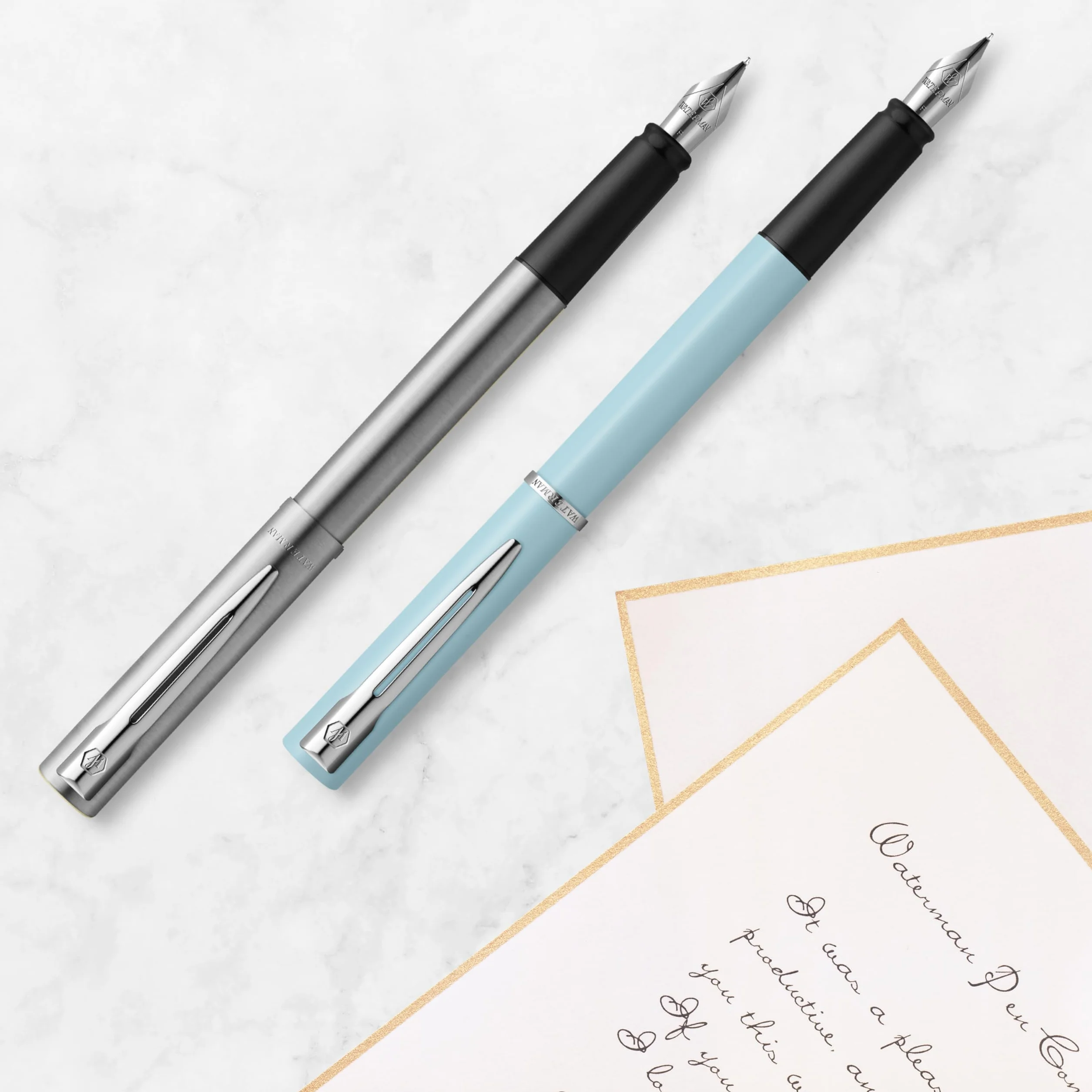 Waterman Allure Penna Stilografica Acciaio Inossidabile Punta Fine Inchiostro Blu