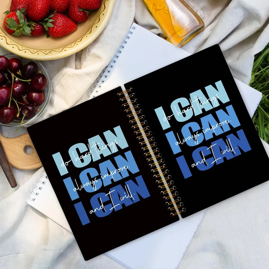I Can Do Hard Things - Taccuino a spirale ispiratore, blu e nero, diario a spirale per ragazze, donne, uomini, regali positivi per ufficio e scuola, 14 x 20 cm