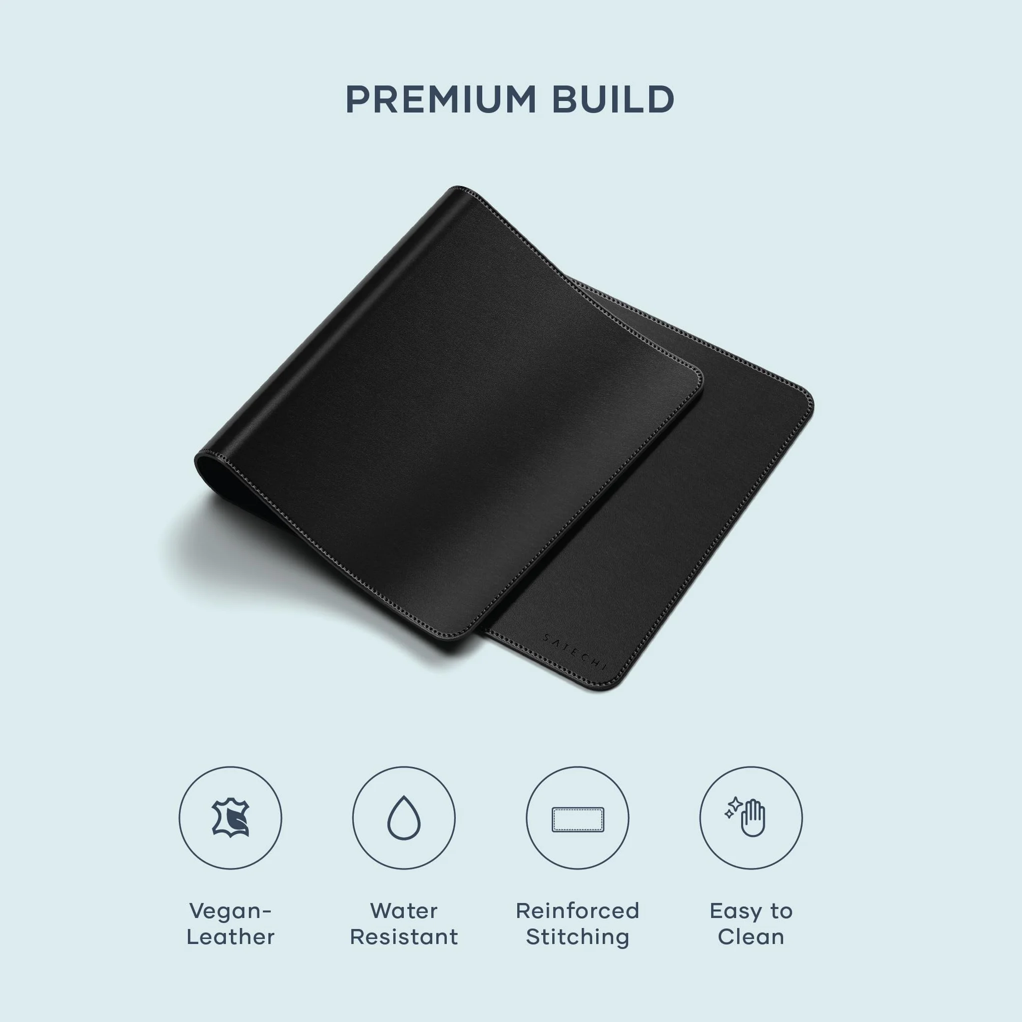 SATECHI Tappetino Mouse XXL 68 x 32 cm, Tappetino Scrivania Grande in PU Premium – Nero