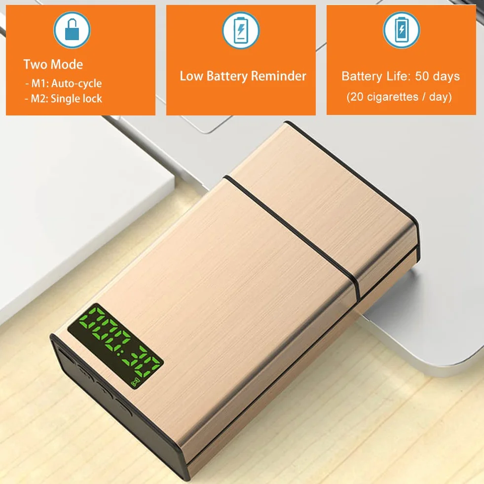 Scatola con lucchetto a tempo, piccolo contenitore con display LCD 999 ore, scatola di chiusura portatile con blocco timer per riporre oggetti, rompere cattive abitudini, carte di credito, contanti